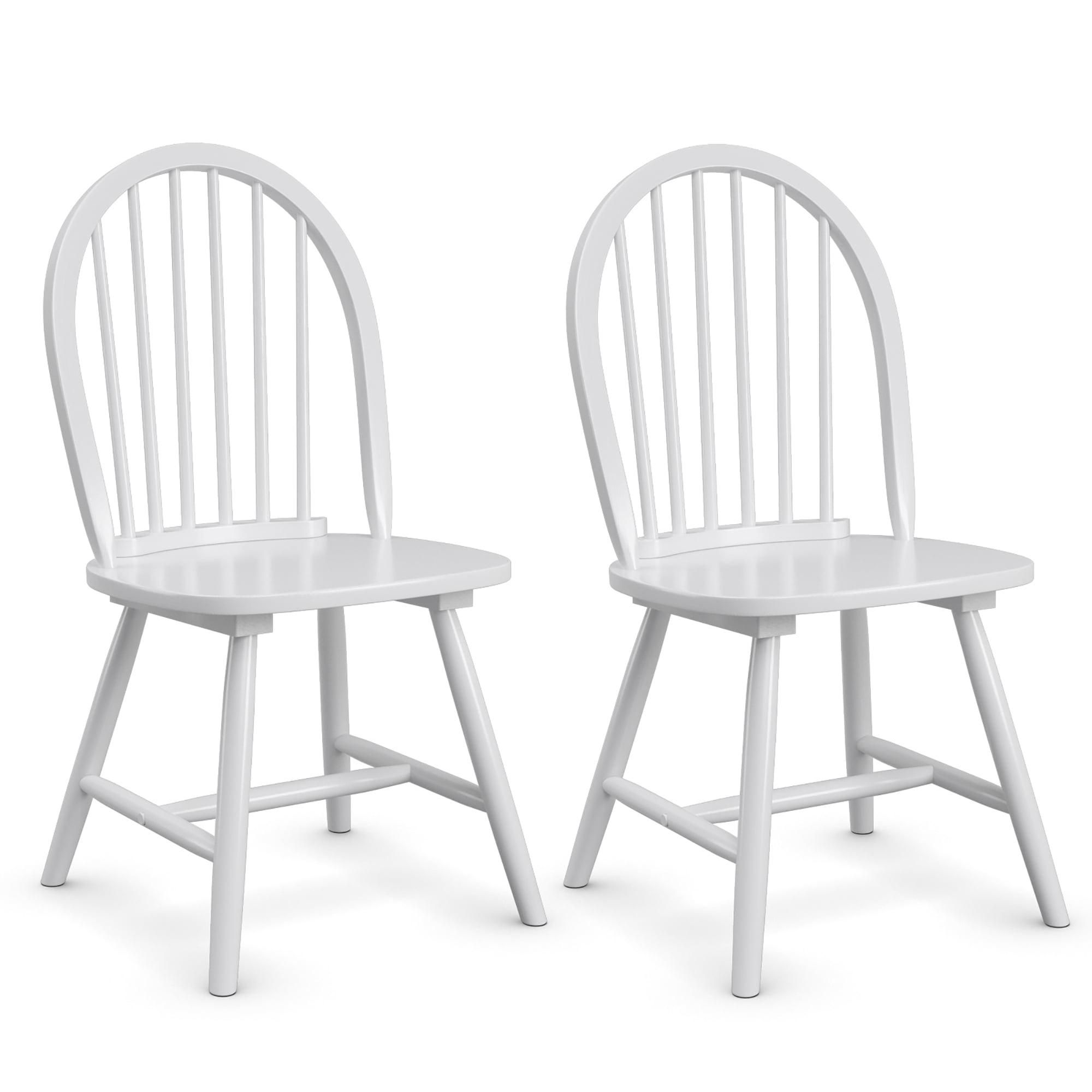 Costway Set of 2 Vintage Windsor Dining Side Chair Wood Spindleback Kitchen Room White