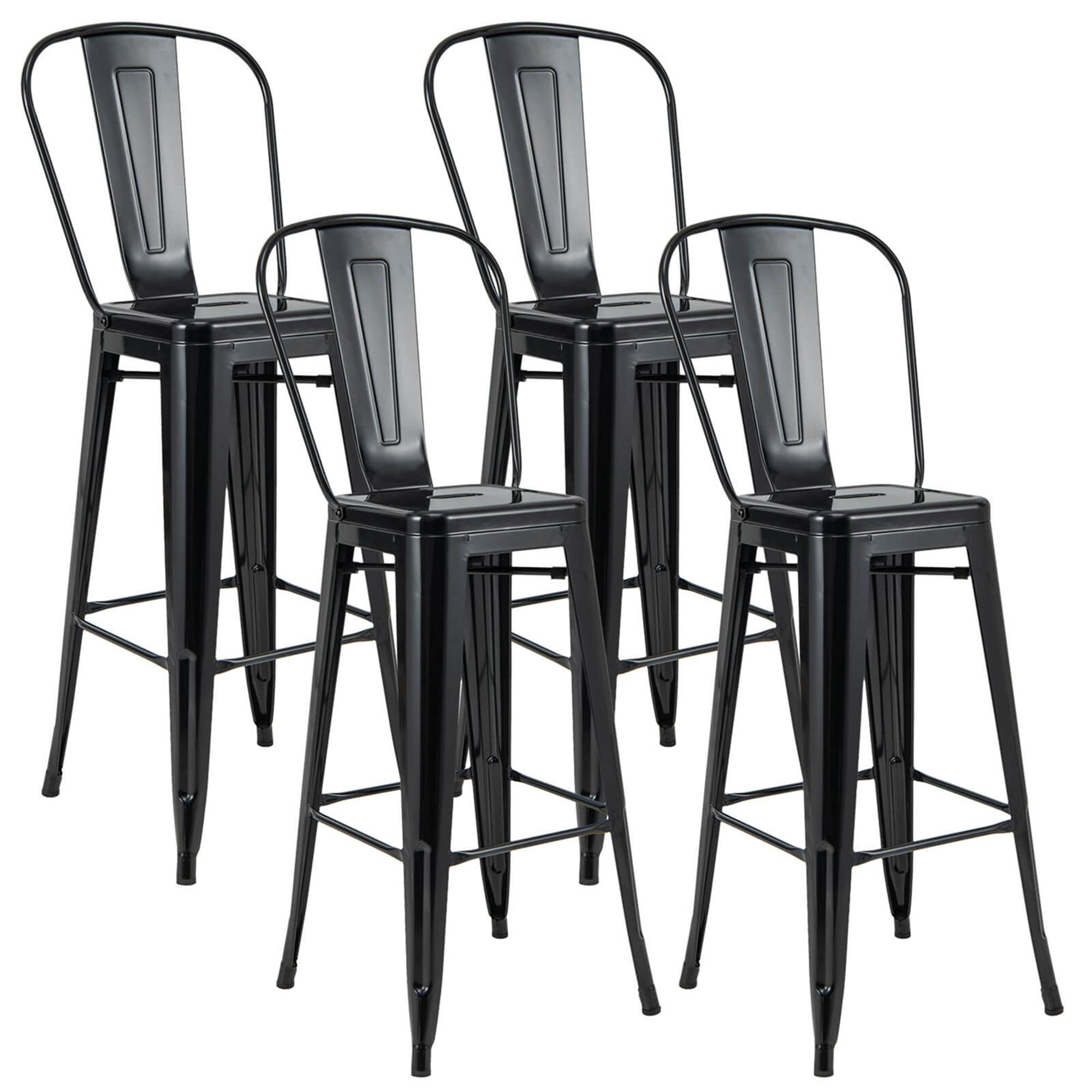 Costway 30" Bar Height Chairs with Footrest & Removable Backrest Rubber Feet for Kitchen