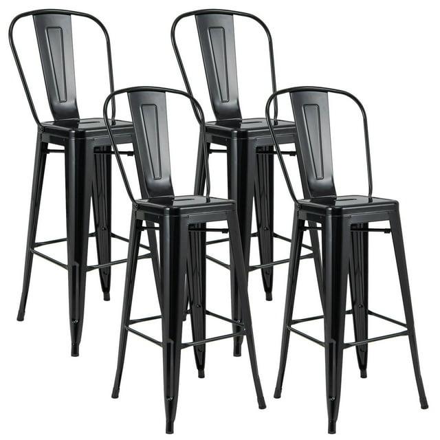 Costway 30" Bar Height Chairs with Footrest & Removable Backrest Rubber Feet for Kitchen