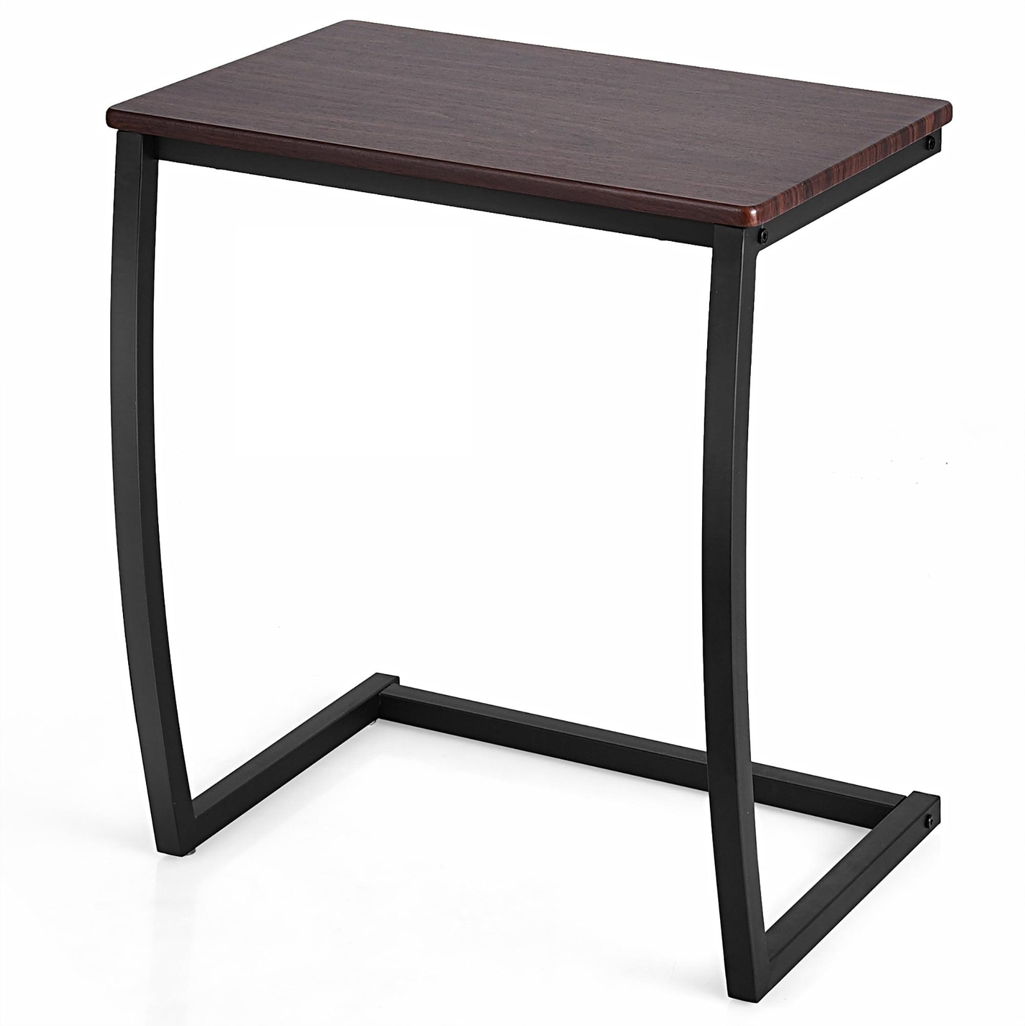 Costway Sofa Side End Table C-shaped Coffee Tray Laptop Snack Stand with Steel Frame