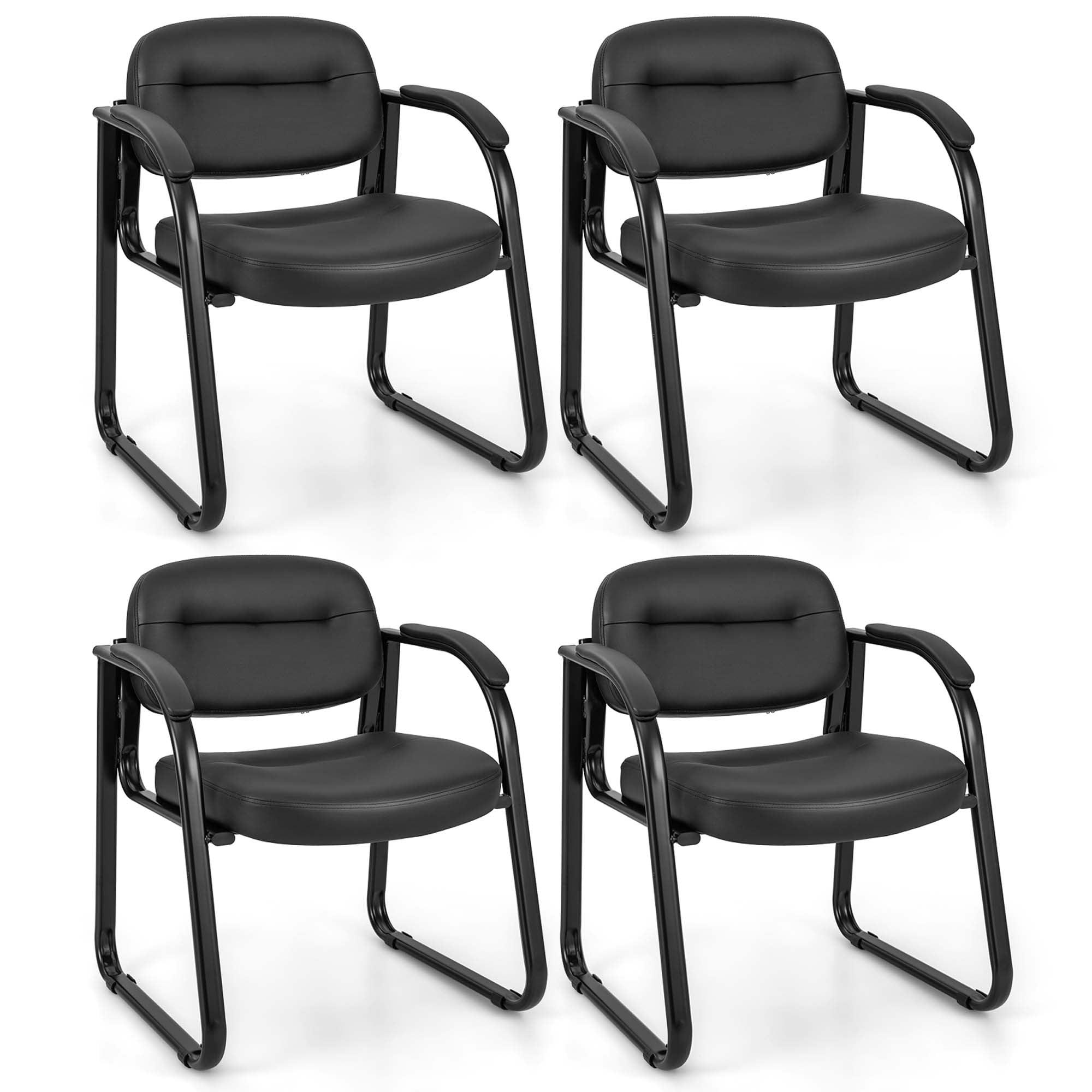 Costway Waiting Room Chair Set of 2/4/6/8/10/12 with Sled Base and Padded Arm Rest Home Black