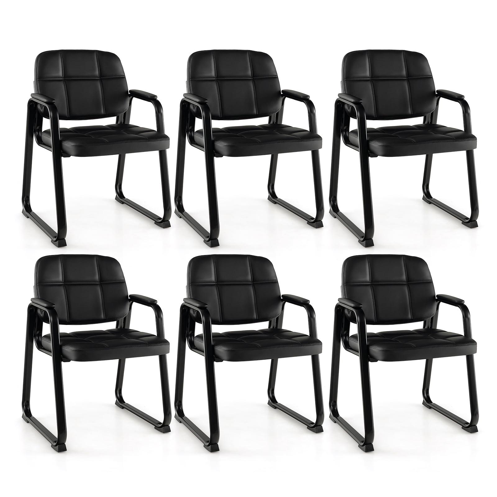 Costway Waiting Room Chair Set of 2/4 Upholstered Guest Conference Chair with Armrest Black