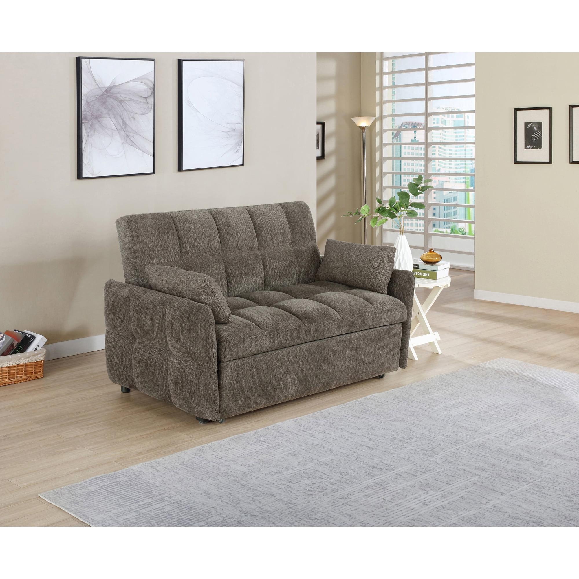 Cotswold Transitional Brown Tufted Fabric Sleeper Sofa