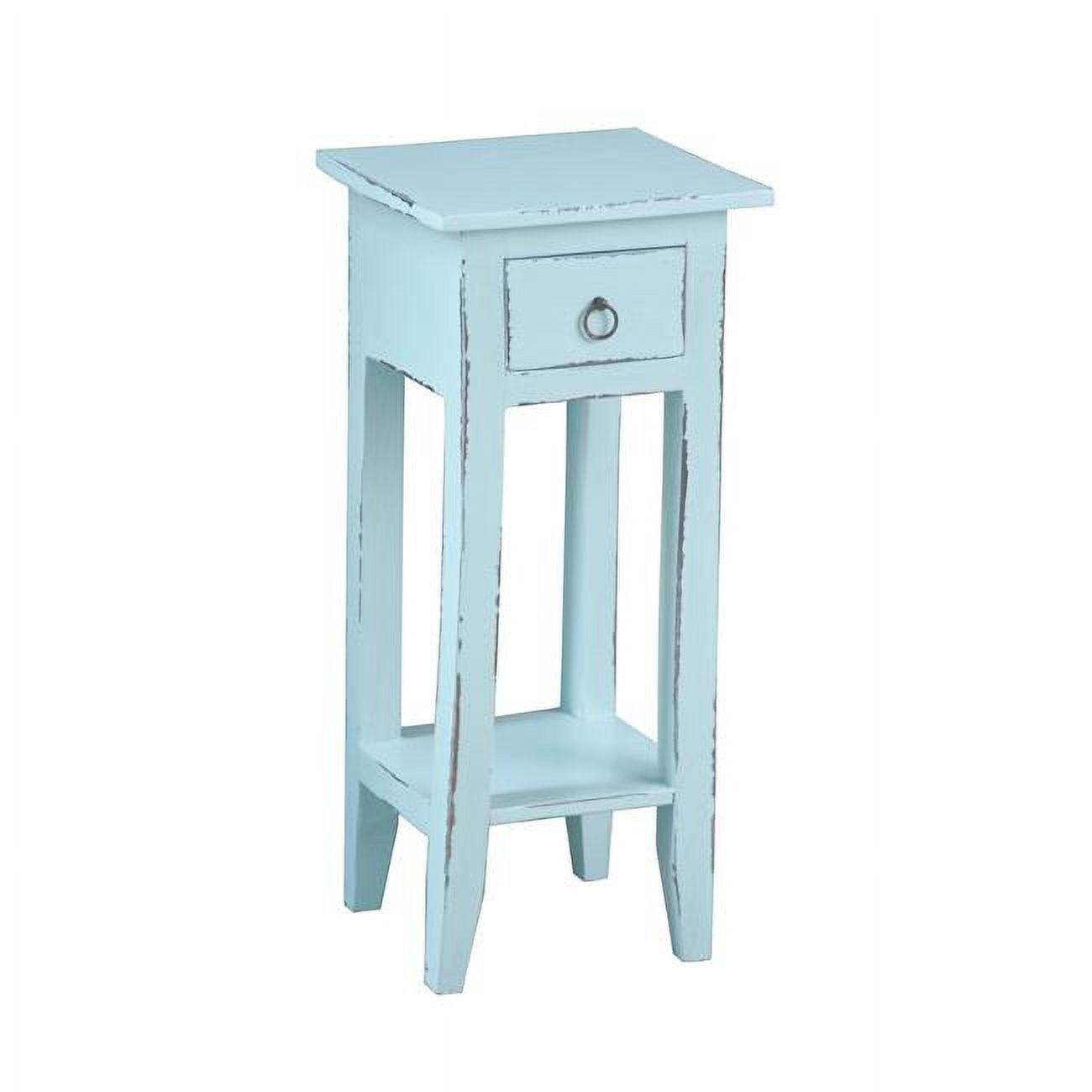 Cottage Charm Sky Blue Mahogany End Table with Storage