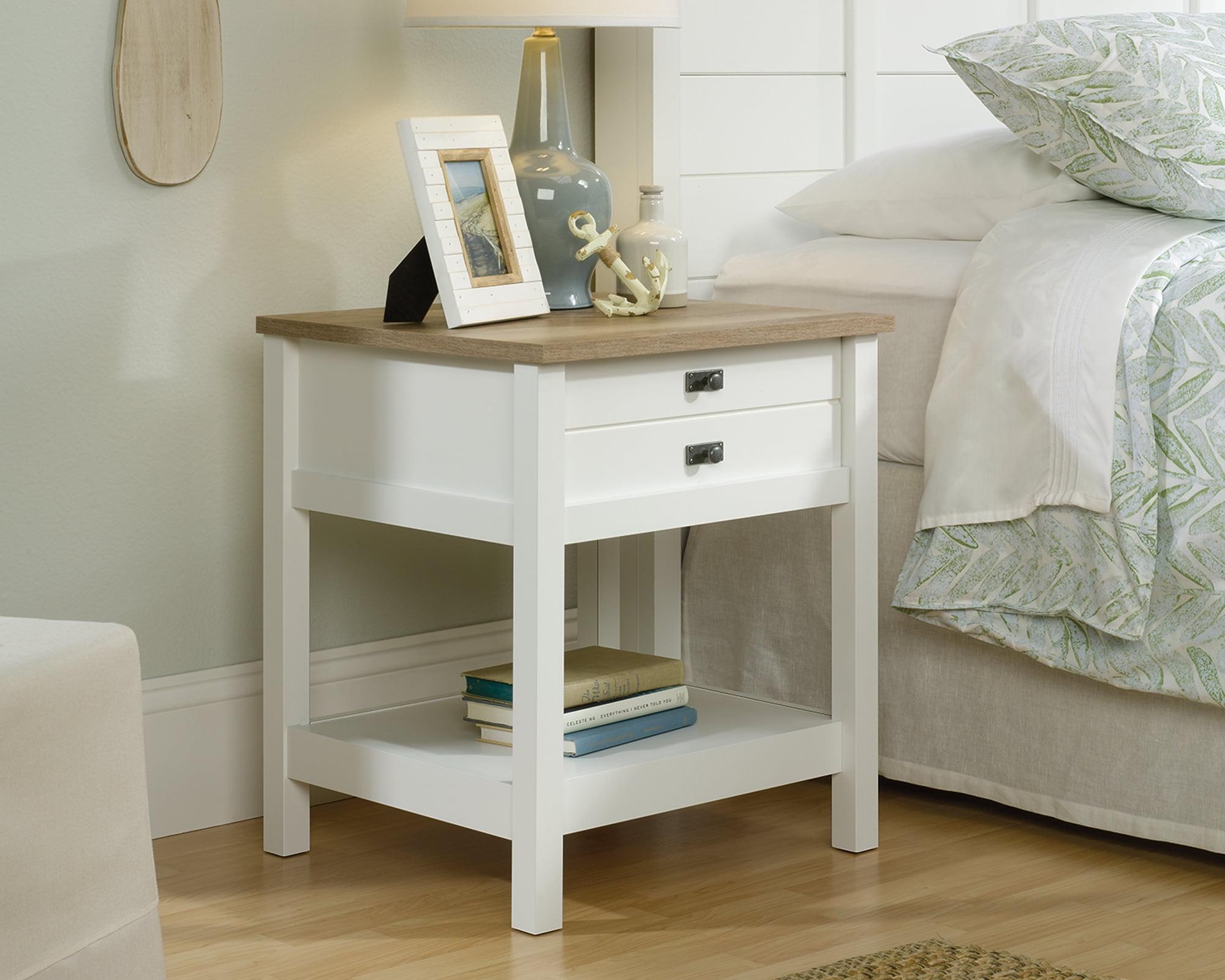 Cottage Road Soft White Nightstand with Lintel Oak Accent