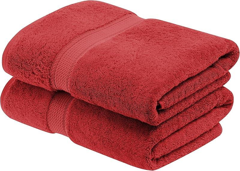 Red Egyptian Cotton 2-Piece Bath Towel Set