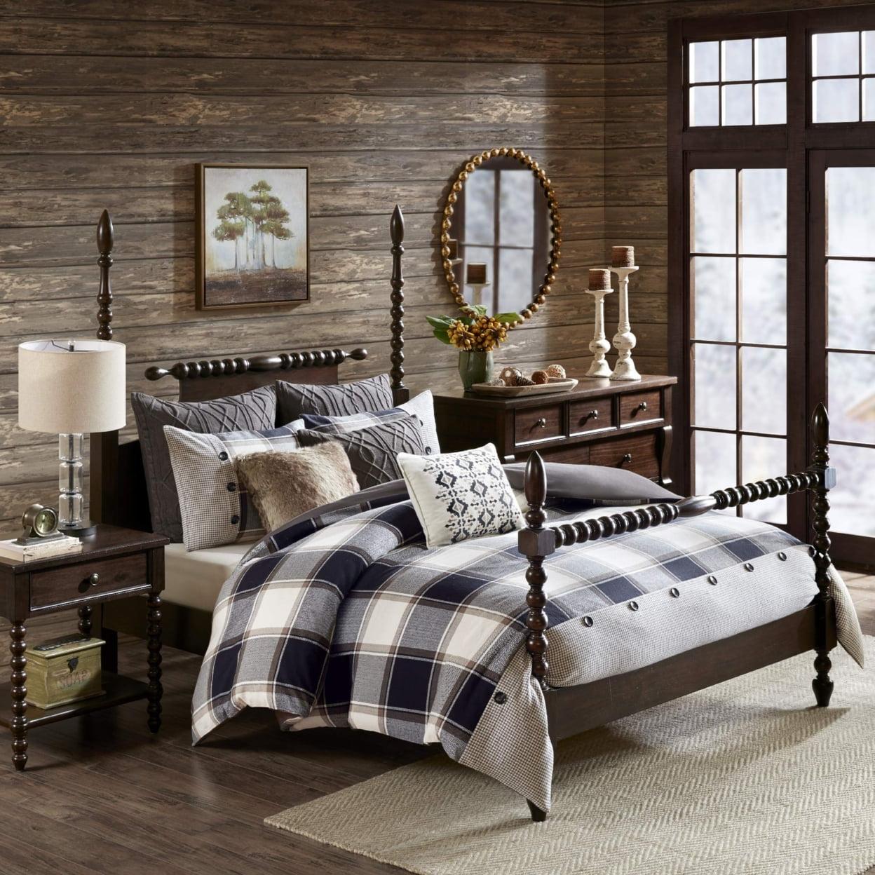 Urban Cabin King-Size Brown Plaid Cotton Comforter Set