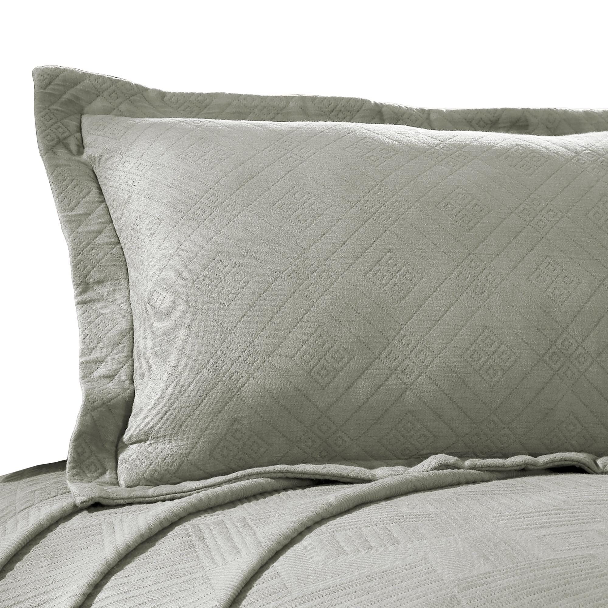 Ivory Cotton Twin Bedspread Set with Geometric Jacquard Matelasse