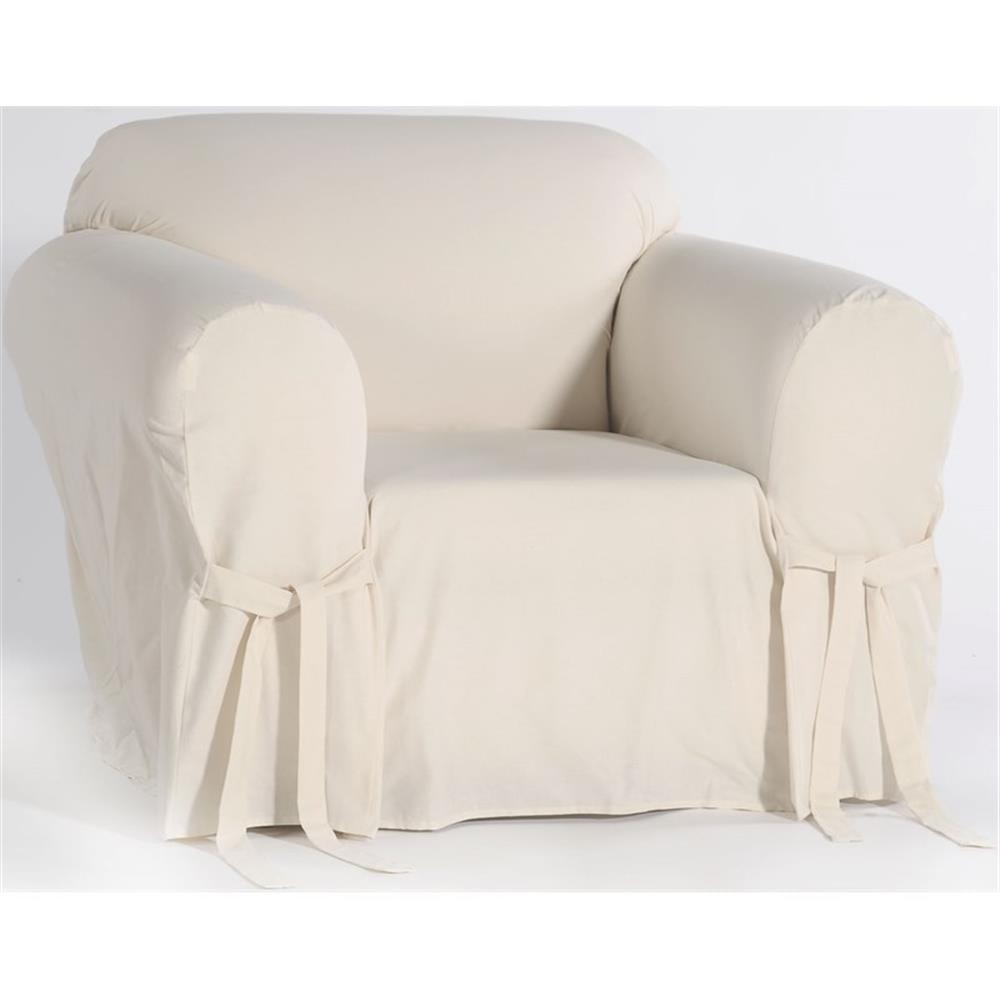 Cotton Twill One Piece Chair Slipcover in Natural