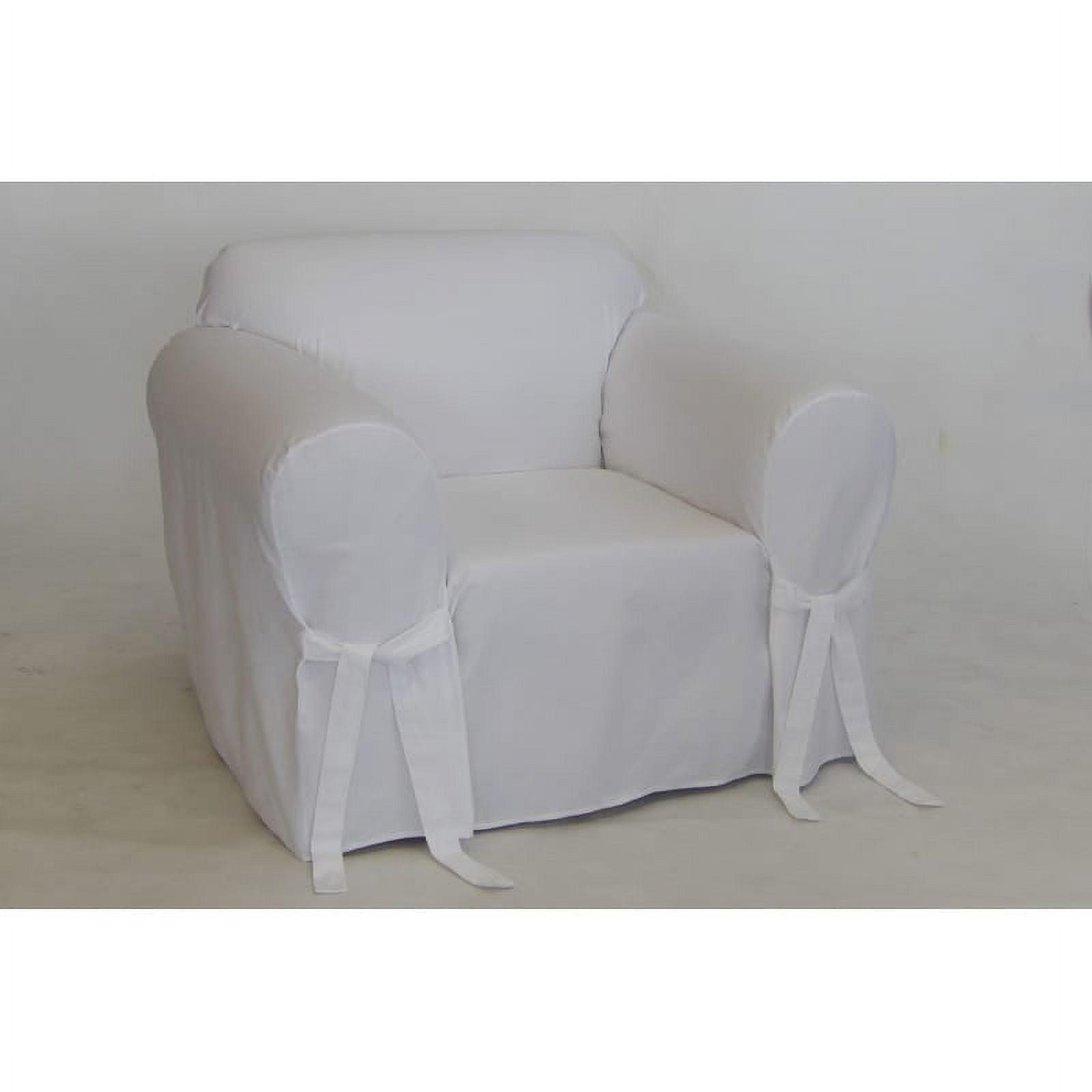 Elegant White Cotton Twill Chair Slipcover with Bow Ties