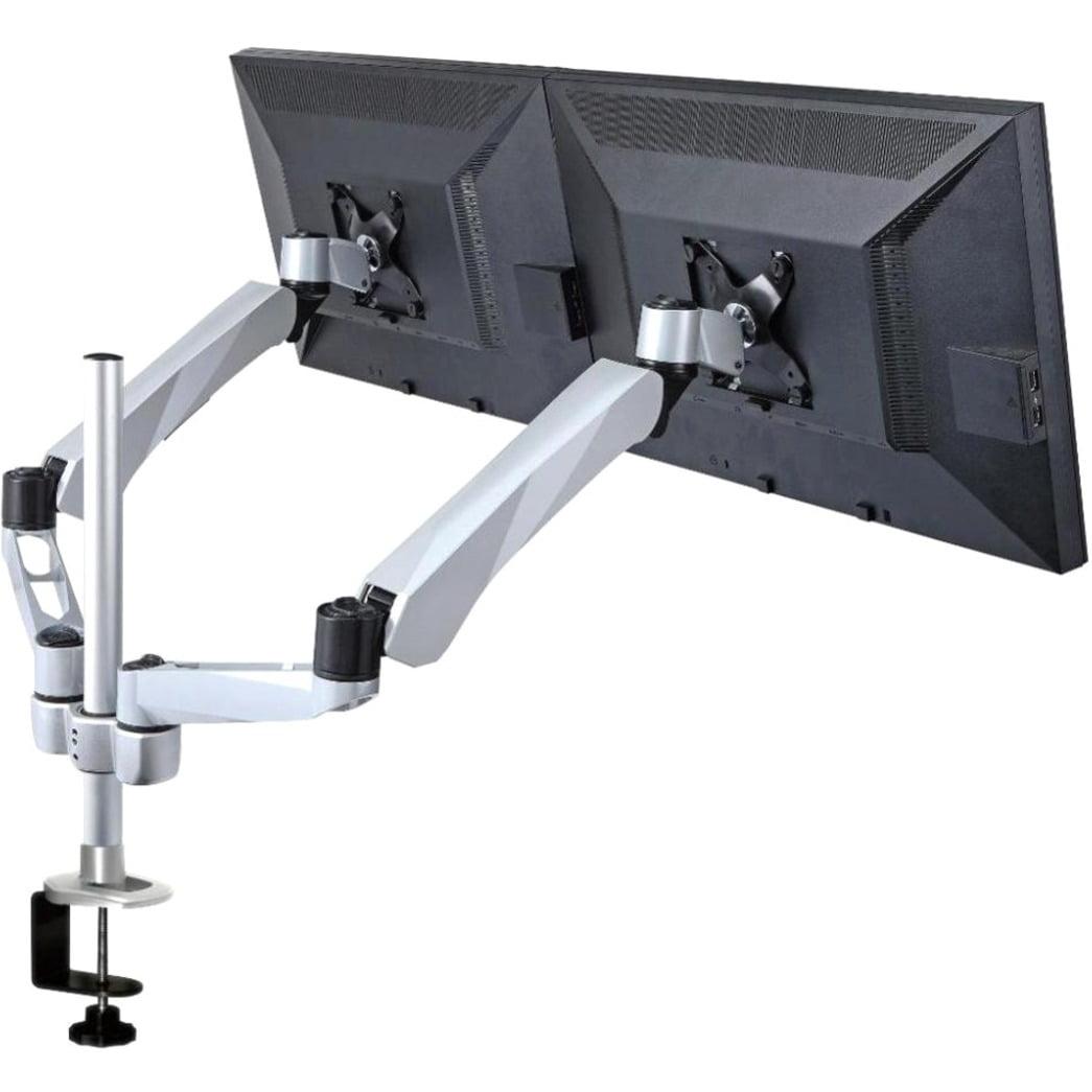 Expandable Dual Monitor Desk Mount with Spring Arm and Clamp Base