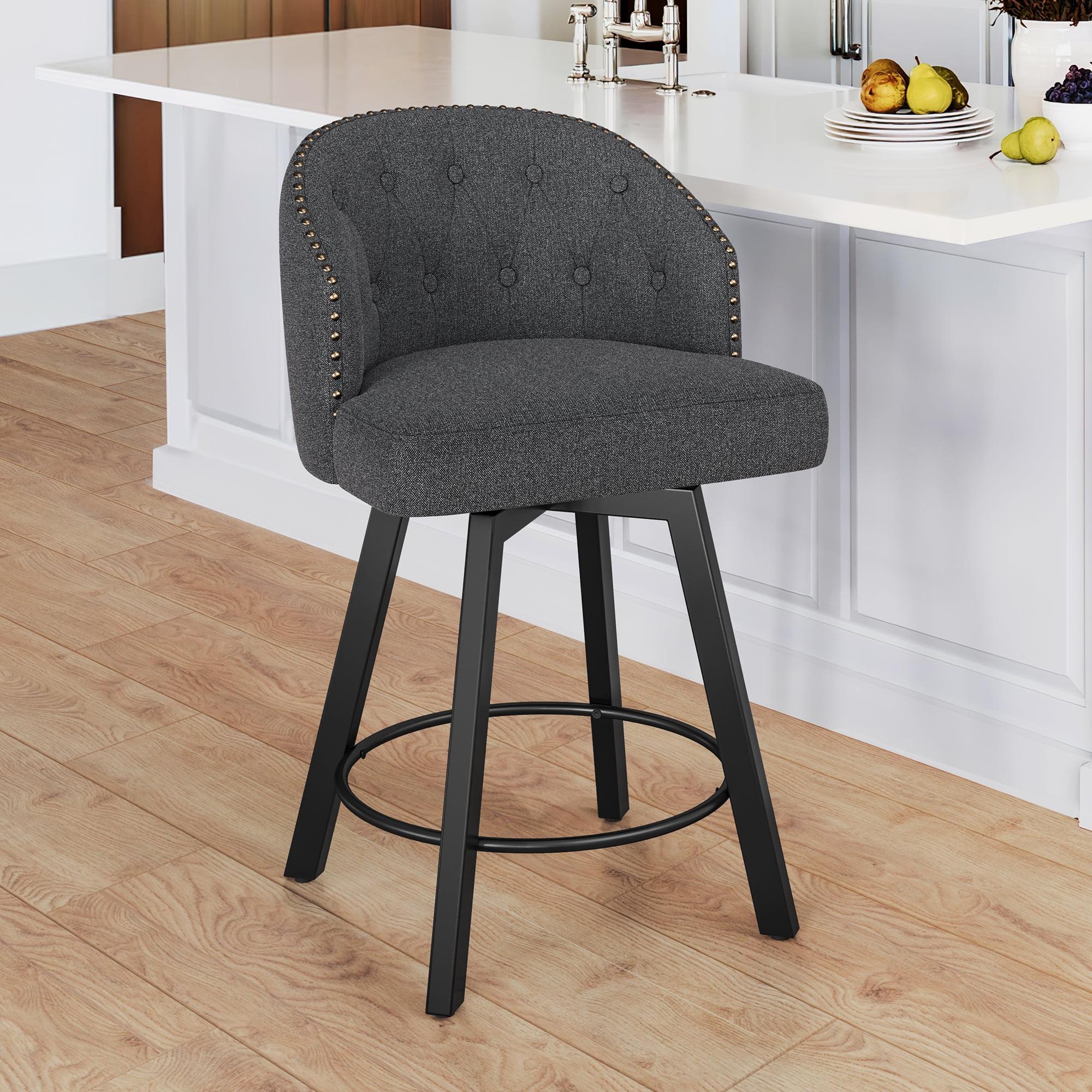 Dycanpo Dark Grey Fabric Swivel Counter Height Bar Stool