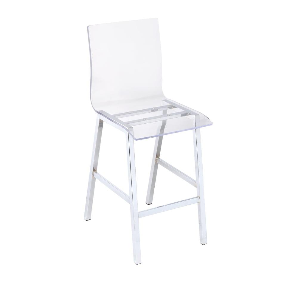 Clear Acrylic and Chrome Counter Height Dining Chair Set of 2