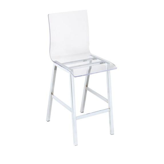 Clear Acrylic and Chrome Counter Height Dining Chair Set of 2