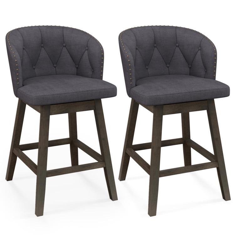 Resenkos Kitchen Counter Bar Chairs, Bar Stools,Counter Height Fabric Upholstered Bar Stools Set of 2-Gray