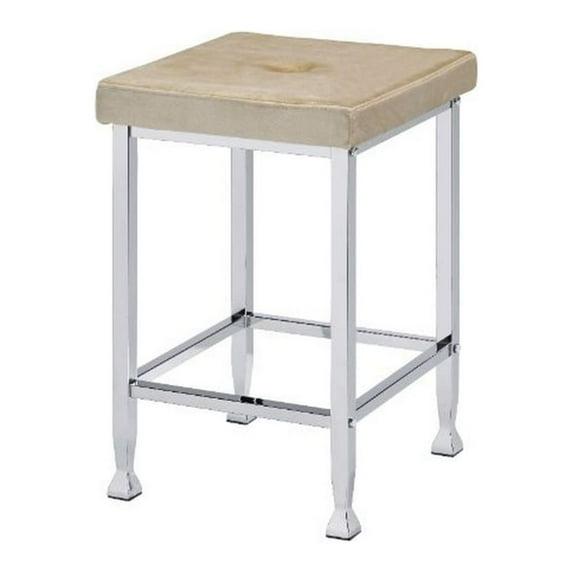 Counter Height Stool with Padded Seat and Metal Base Beige - Saltoro Sherpi