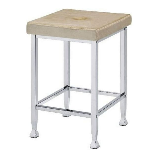 Counter Height Stool with Padded Seat and Metal Base Beige - Saltoro Sherpi