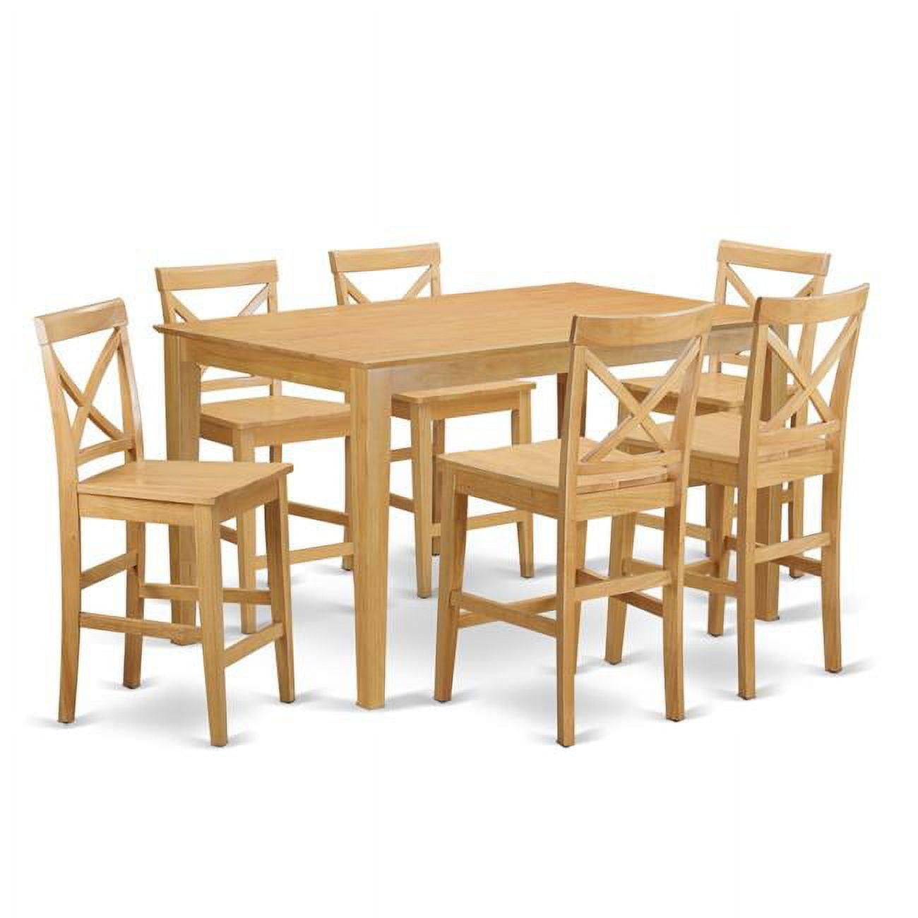 Oak Counter Height Dining Set with 6 Chairs