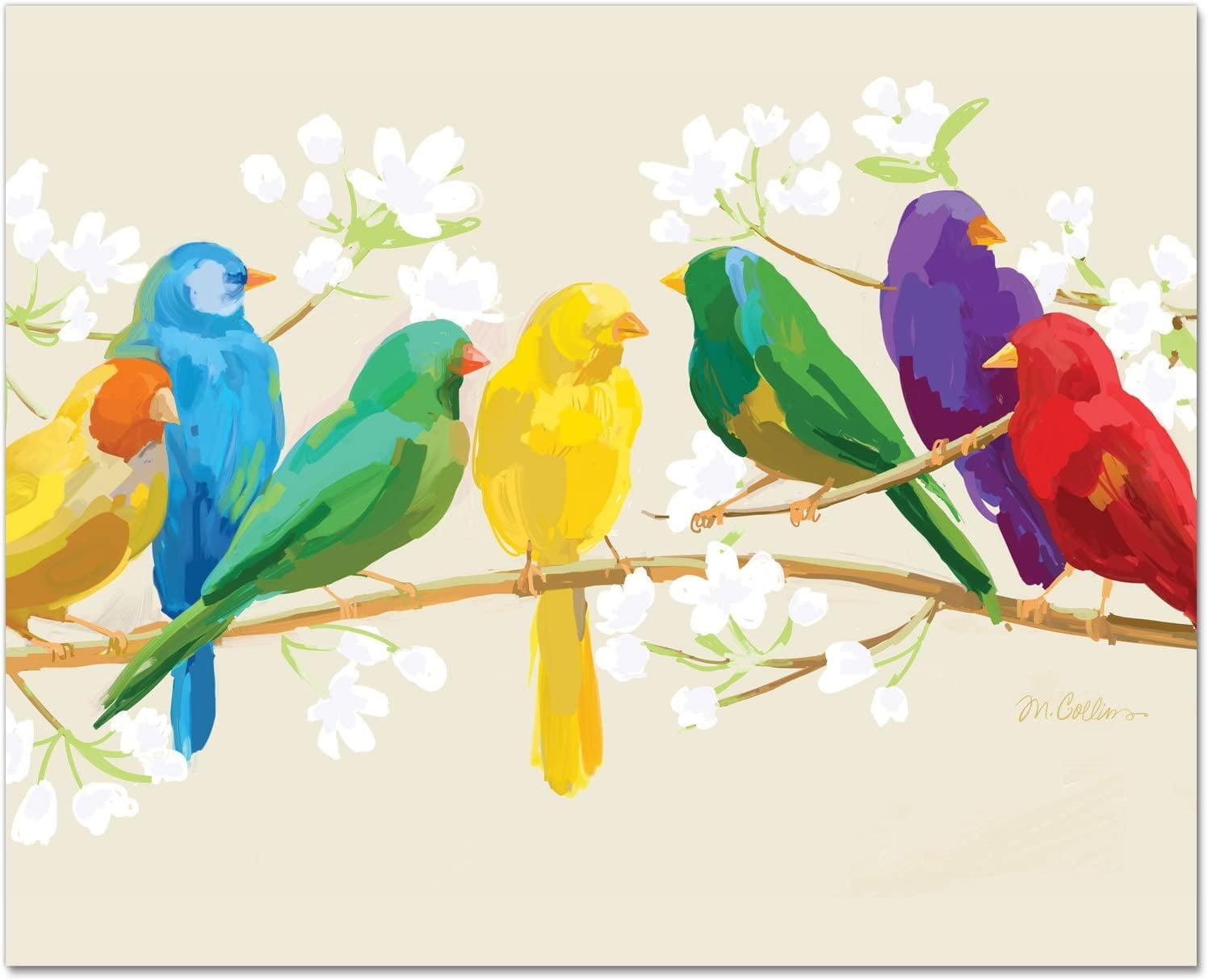 Colorful Birds Tempered Glass Rectangular Cutting Board