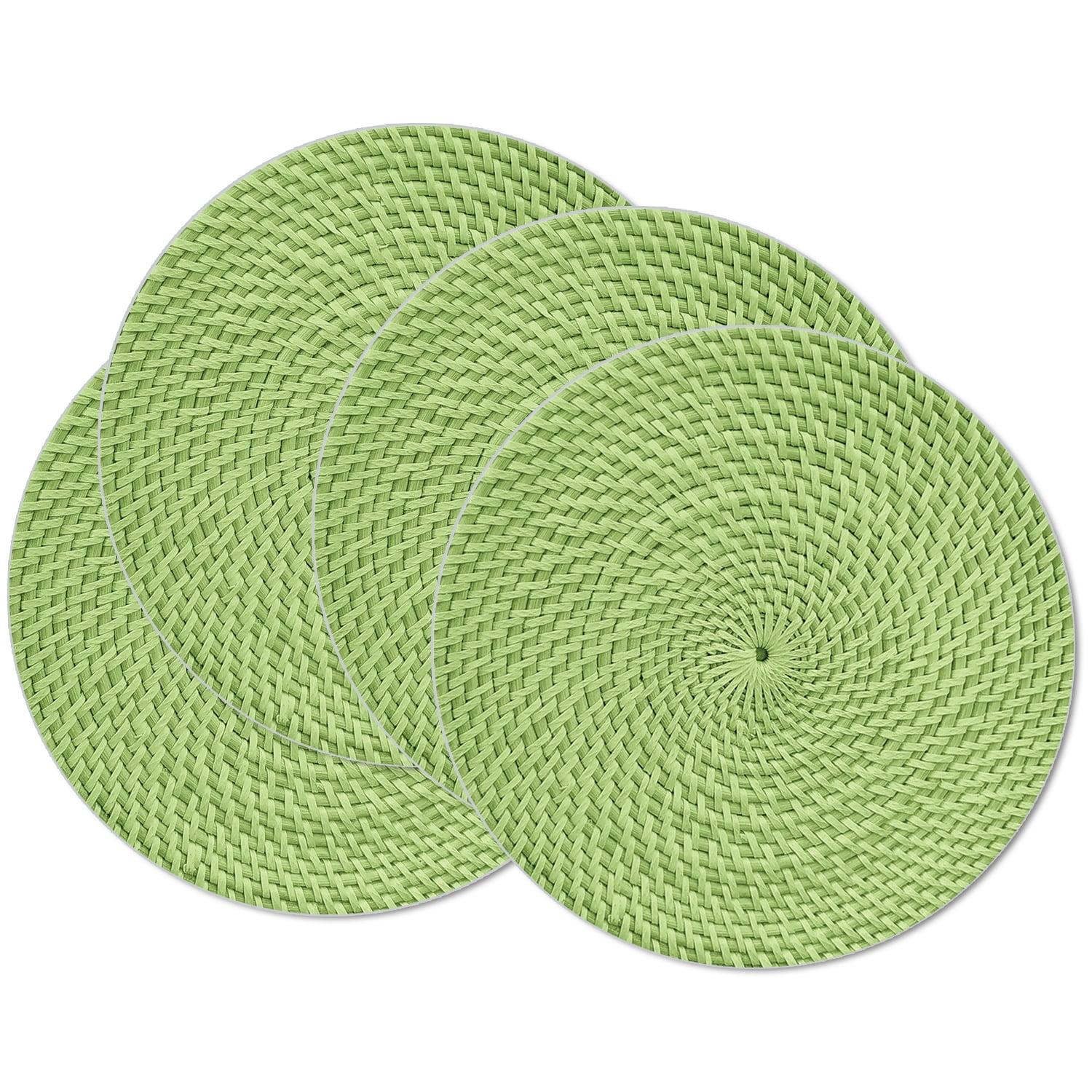 CounterArt Faux Basket Weave Reversible Round Plastic Placemats (Set of 4)