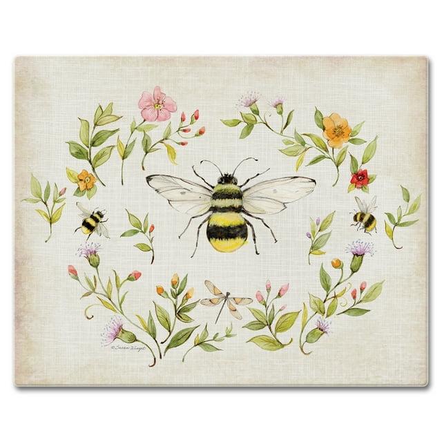 CounterArt CounterArt Bee Wreath 3mm Glass Cutting Board 15” x 12”