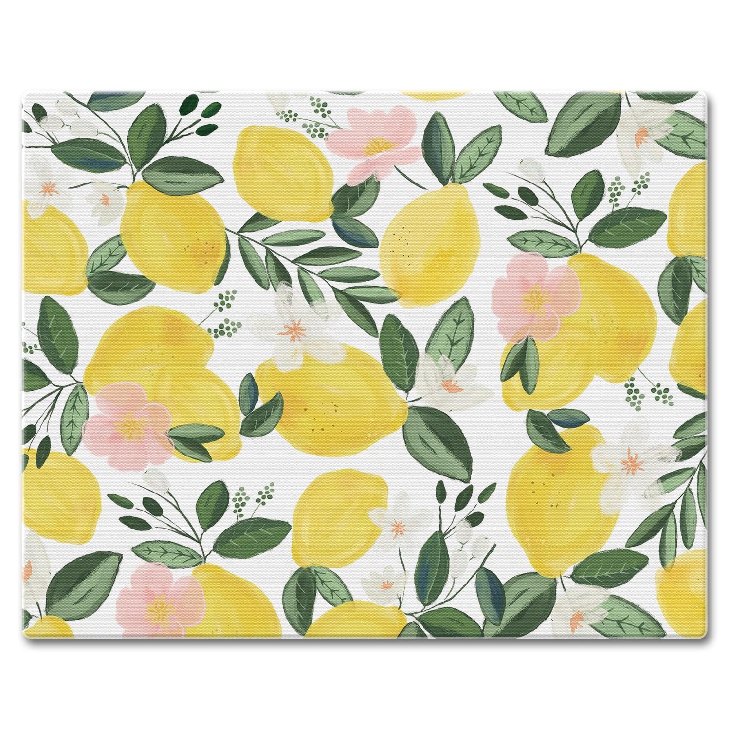 CounterArt Lemons On The Vine 3mm Glass Cutting Board 15” x 12”