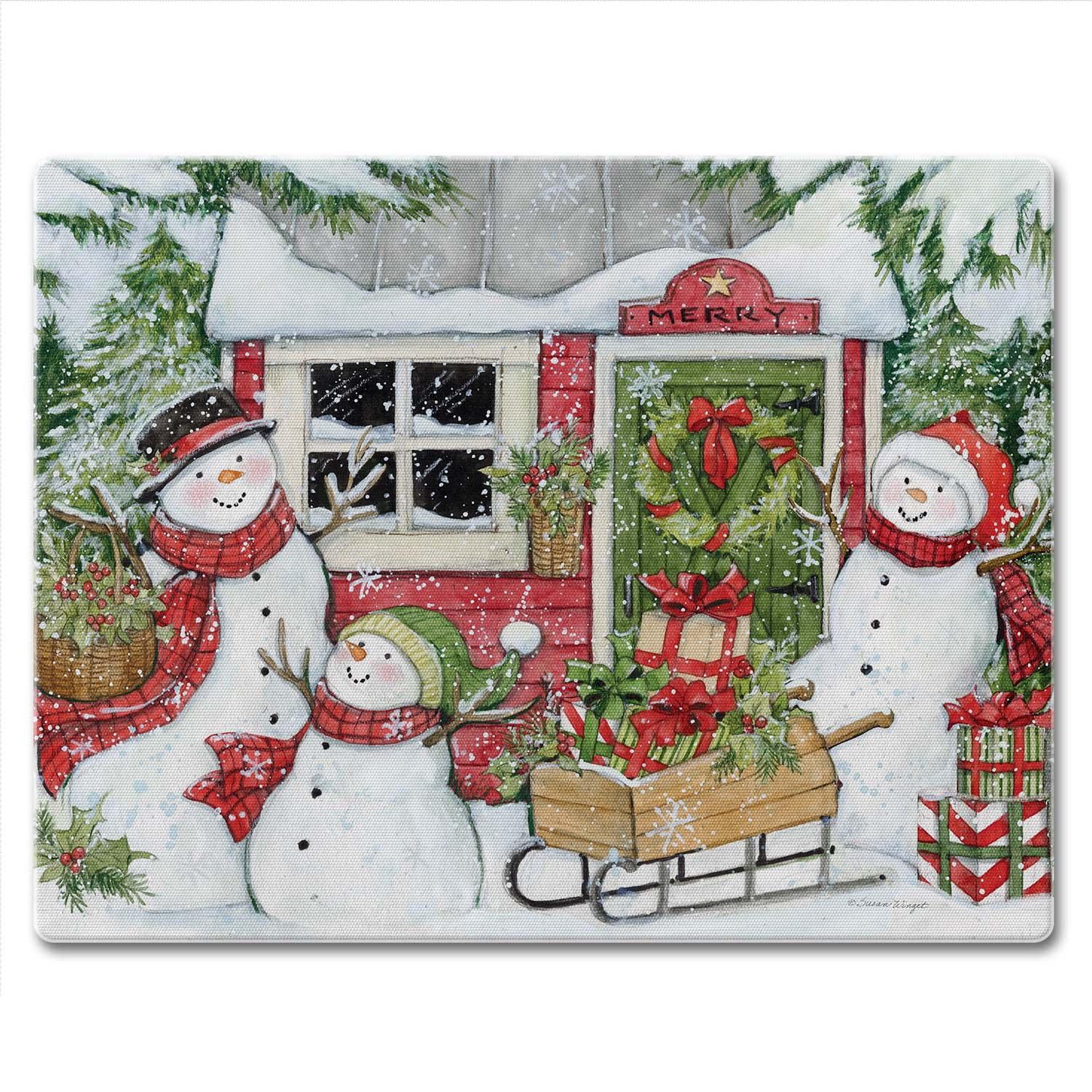 Snowman's Farmhouse Tempered Glass Cutting Board 10" x 8"