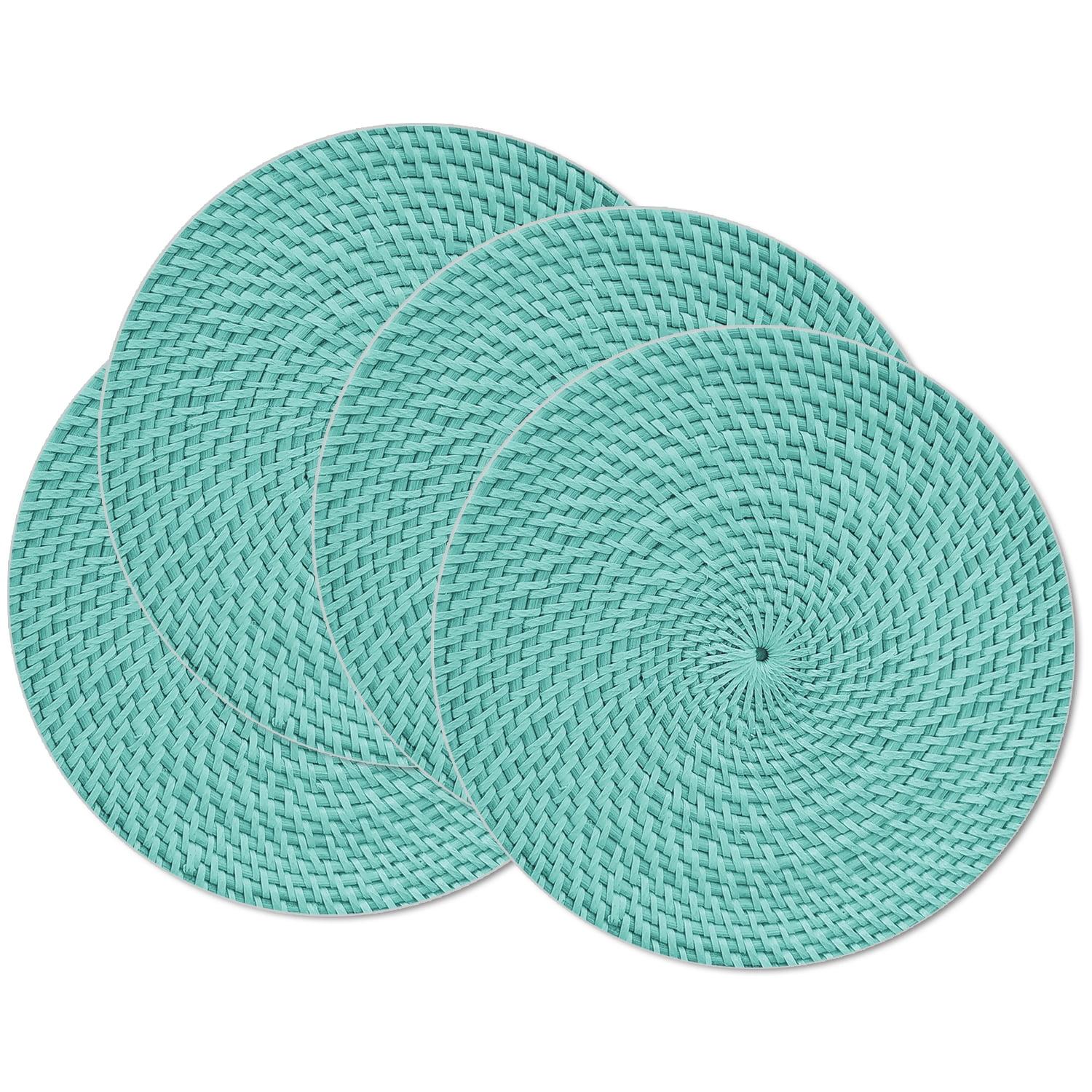 Faux Basket Weave Reversible Round Plastic Placemats