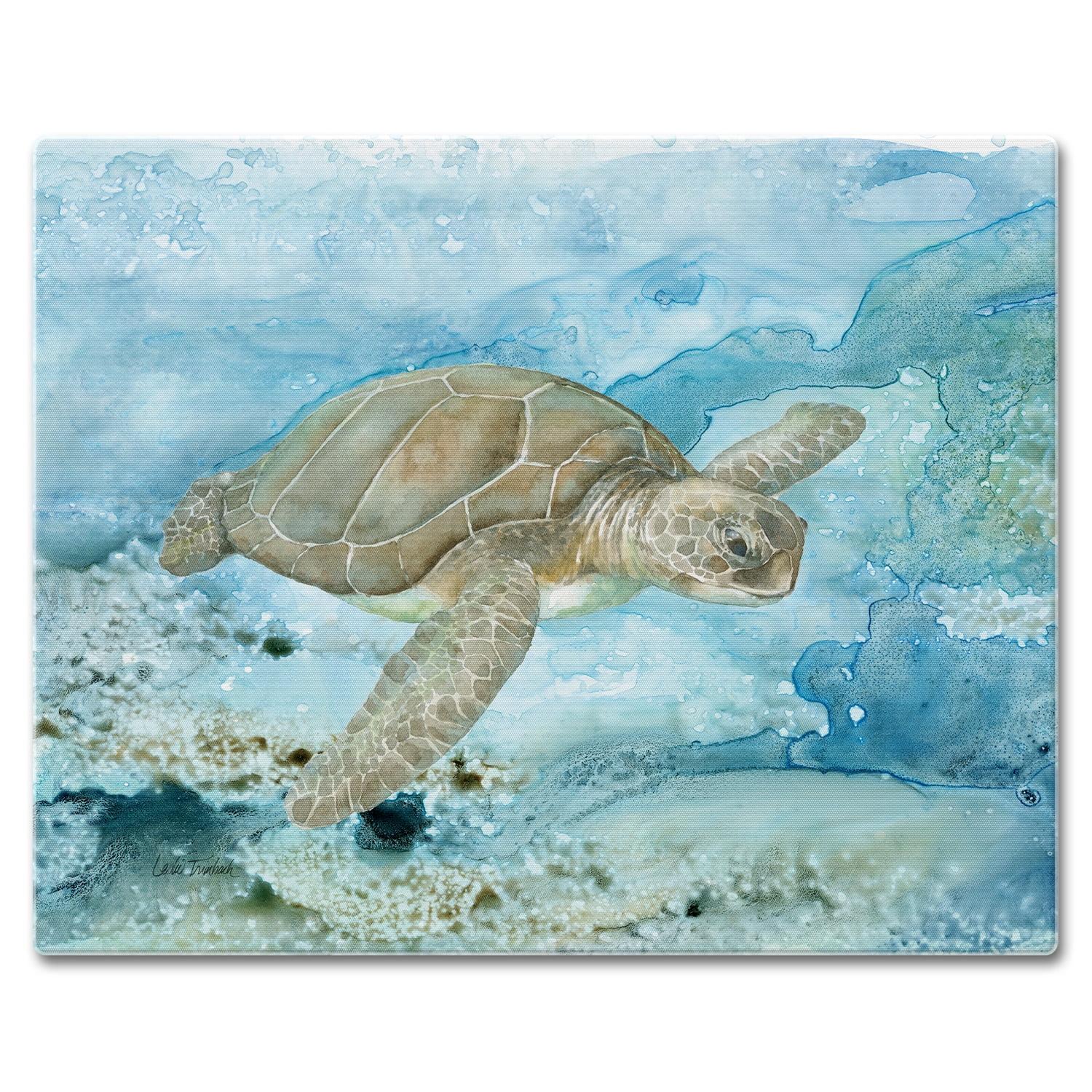 CounterArt Under Sea Life 3mm Glass Cutting Board 15” x 12”