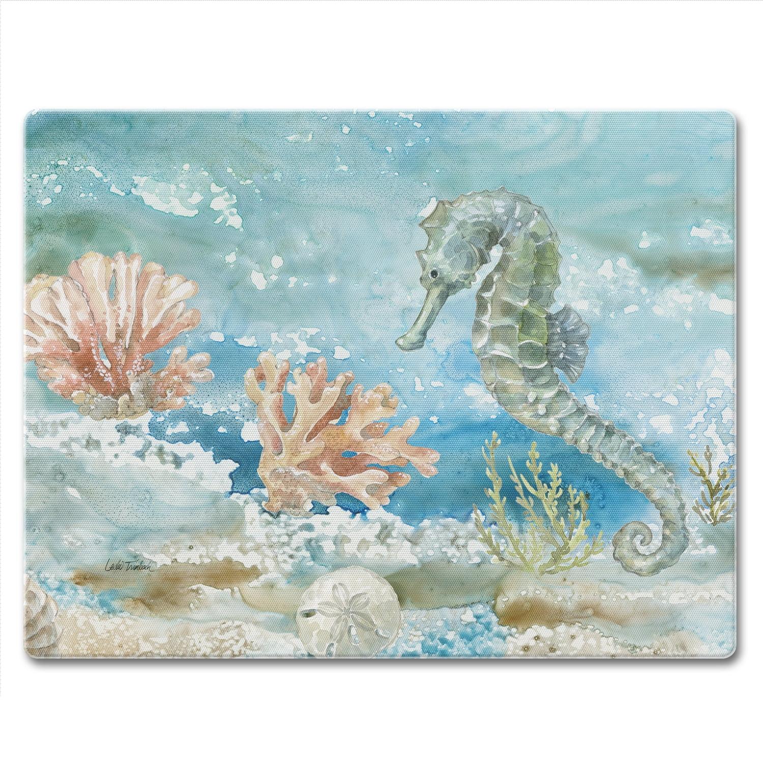 CounterArt Under Sea Horse 3mm 3mm Glass Cutting Board 10” x 8”