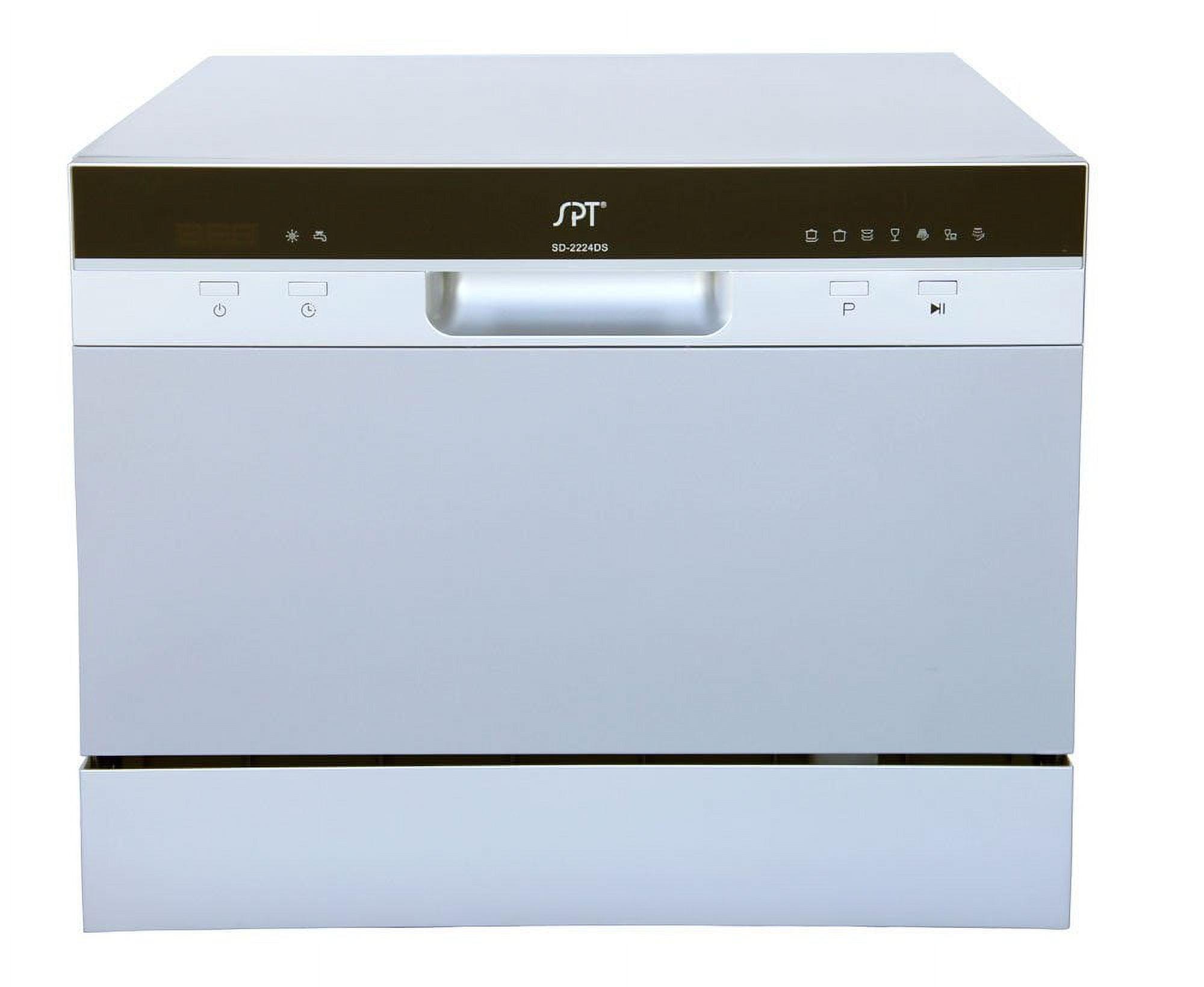 Silver Compact Countertop Dishwasher with Front Control Panel