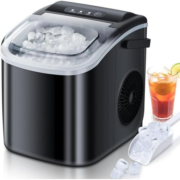 Compact Black Portable Countertop Ice Maker with Self-Cleaning