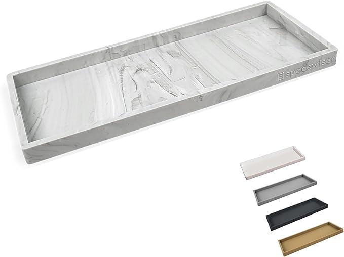 Countertop and Vanity Tray - 11.7" Shatterproof Bathroom Tray, Flexible Silicone Soap Tray for Kitchen, Toilet Tank Tray, Bathroom Trays for Counter, Perfume Candle Key Valet Tray