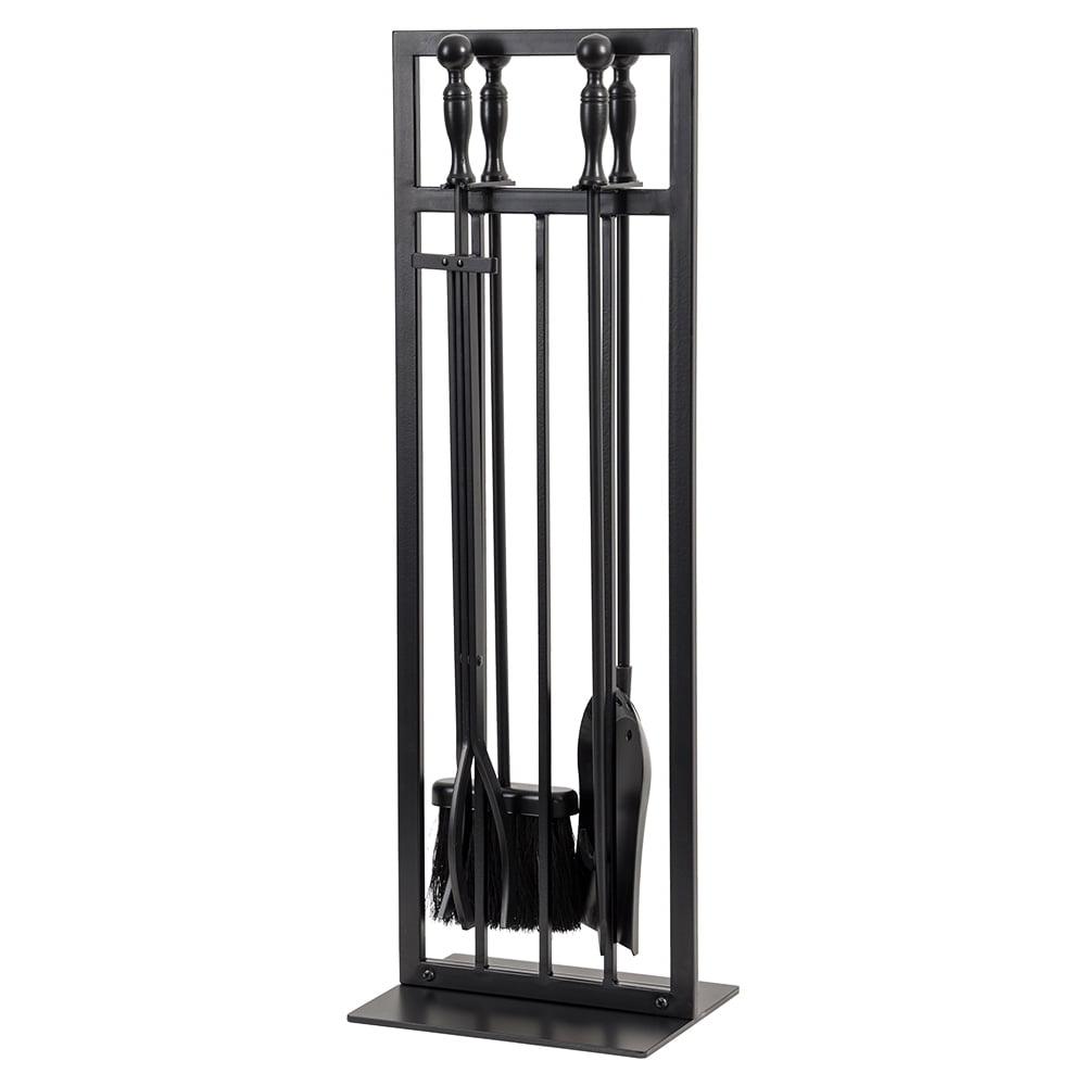 Country Living Pinecrest Black Fireplace Tool Set - Includes Brush, Shovel, Poker, Tongs & Stand
