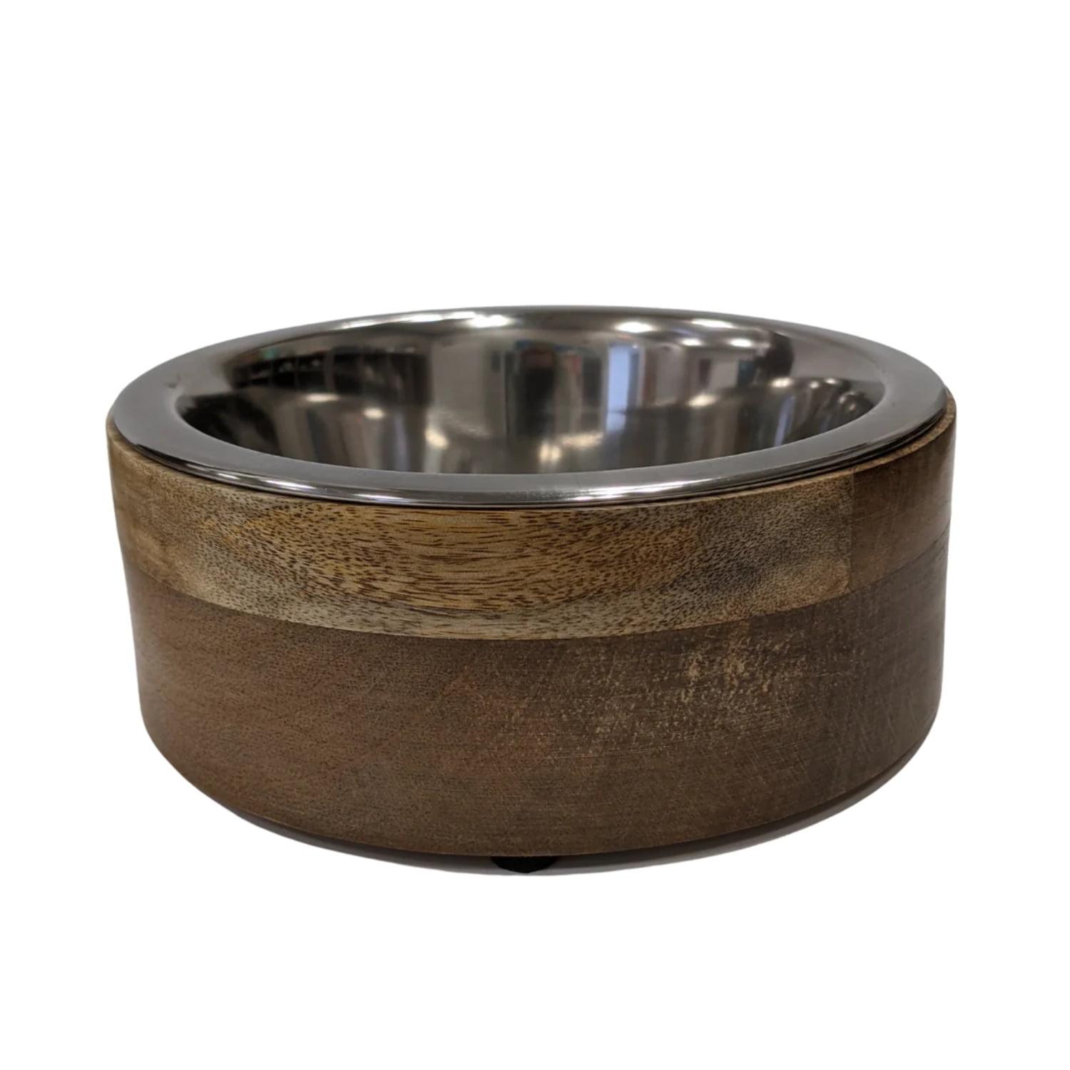 Country Living Eco-Friendly Mango Wood Dog Bowl, Stainless Steel Pet Feeder, Durable & Stylish Dish, Sustainable Dog Feeding Solution