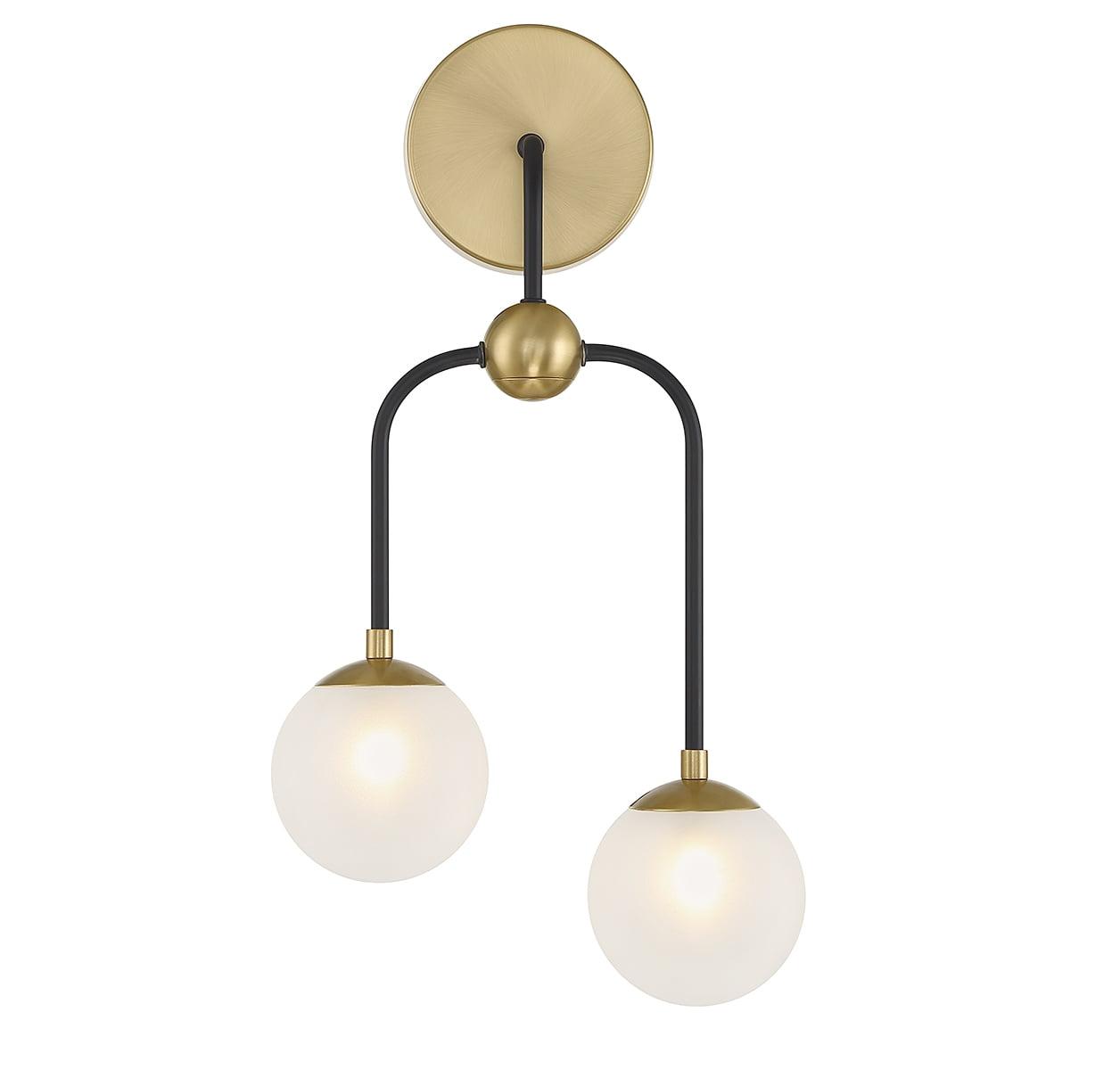 Savoy House Couplet 2 - Light Wall Light in  Matte Black/Warm Brass