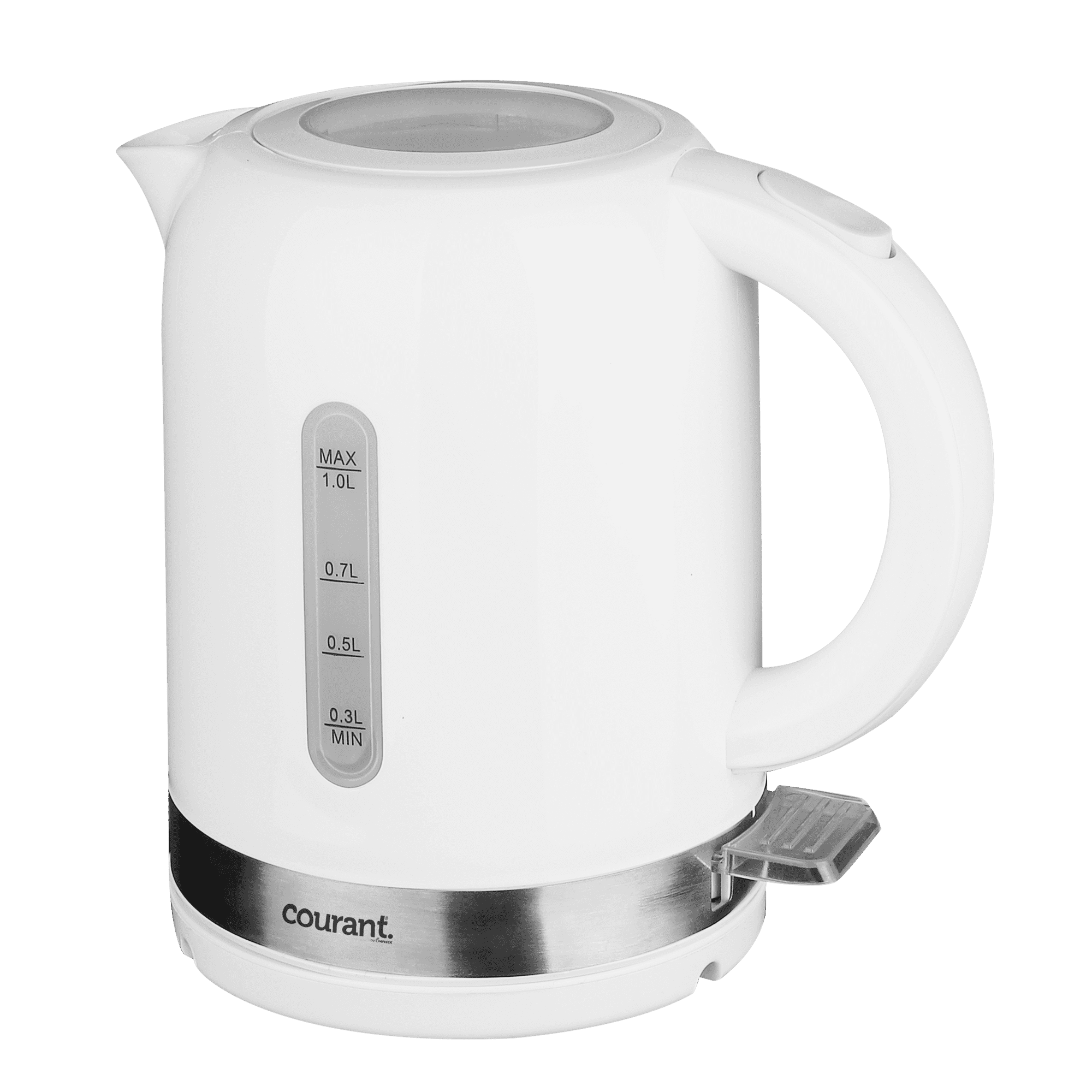 White 1-Liter Stainless Steel Electric Kettle with 360° Rotation