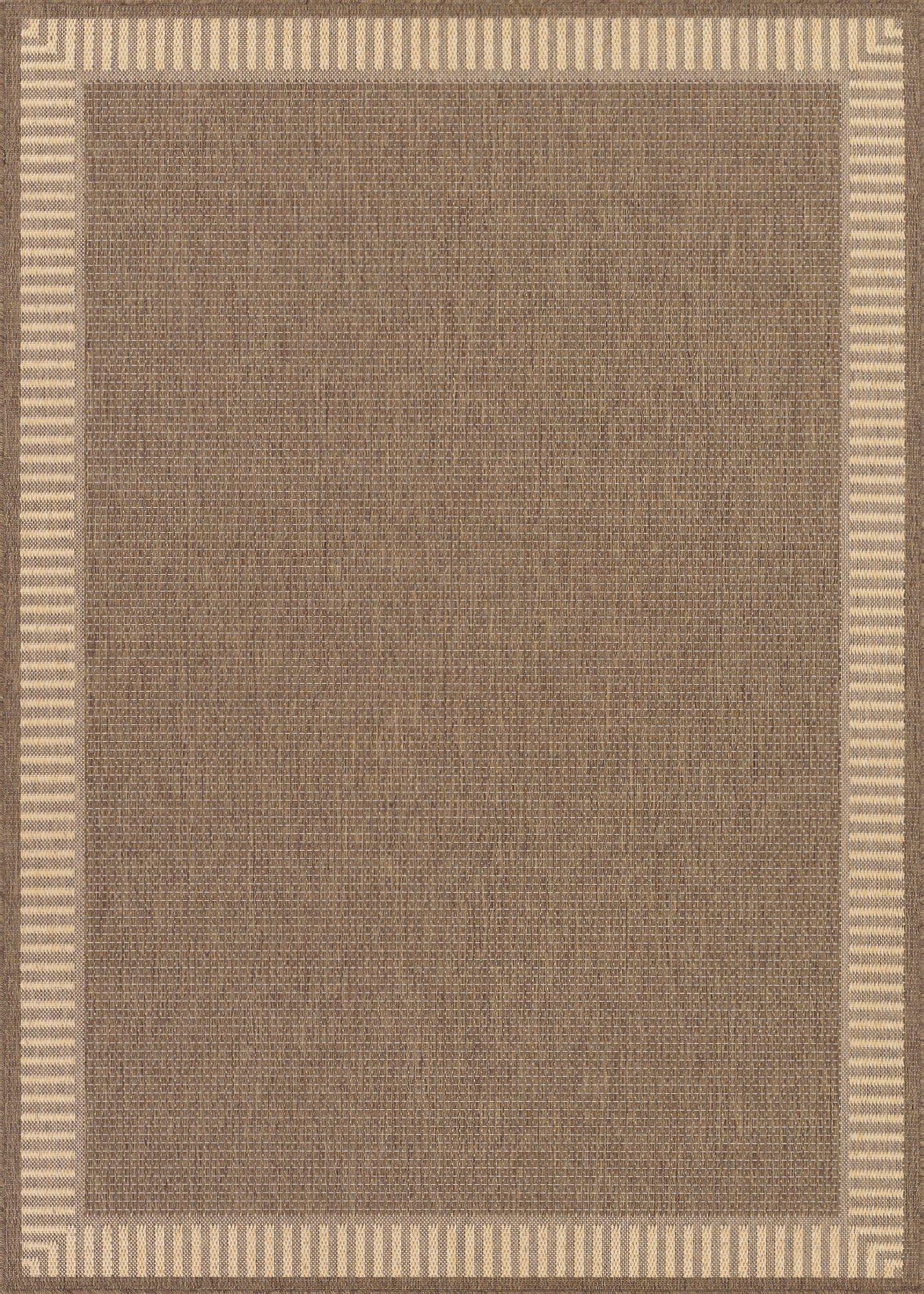Couristan 2.25' x 7.75' Cocoa Brown Bordered Rectangular Polypropylene Area Runner Rug