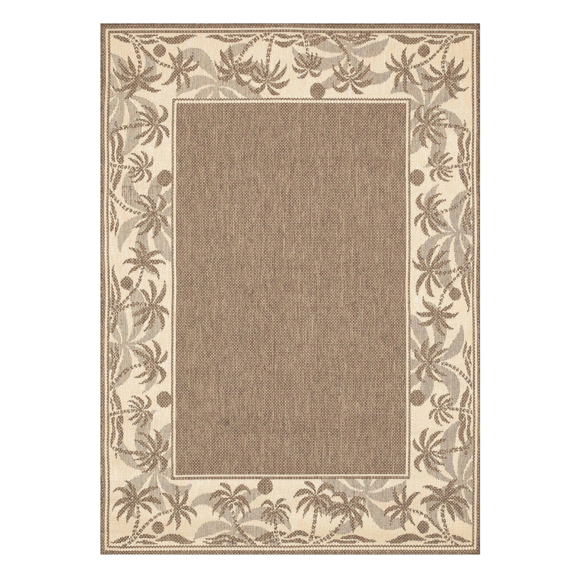 Black and Beige Flat Woven Stain-Resistant Synthetic Rug