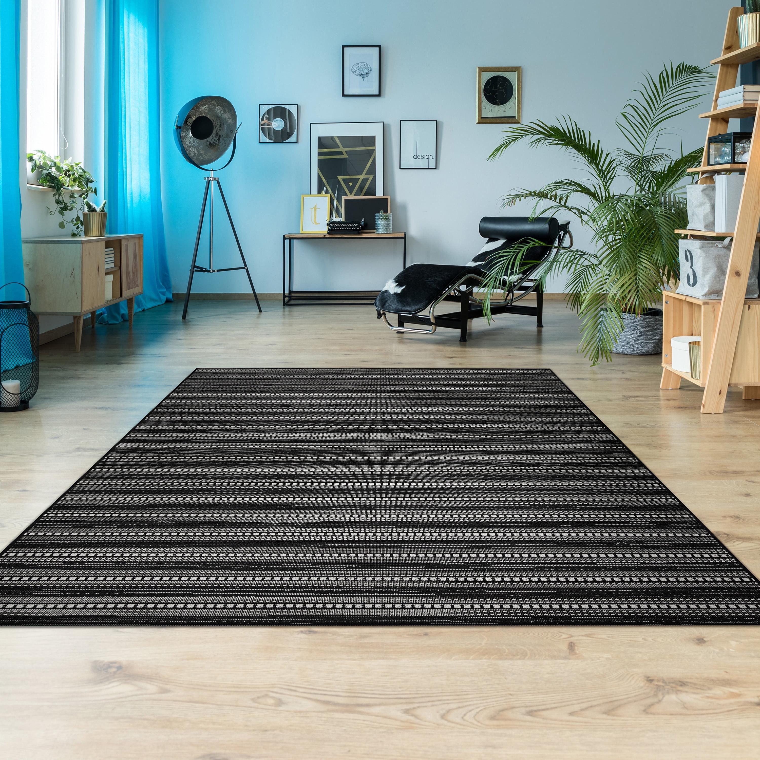 Couristan 5' x 7' Onyx and Shell Striped Nautical Outdoor Rug