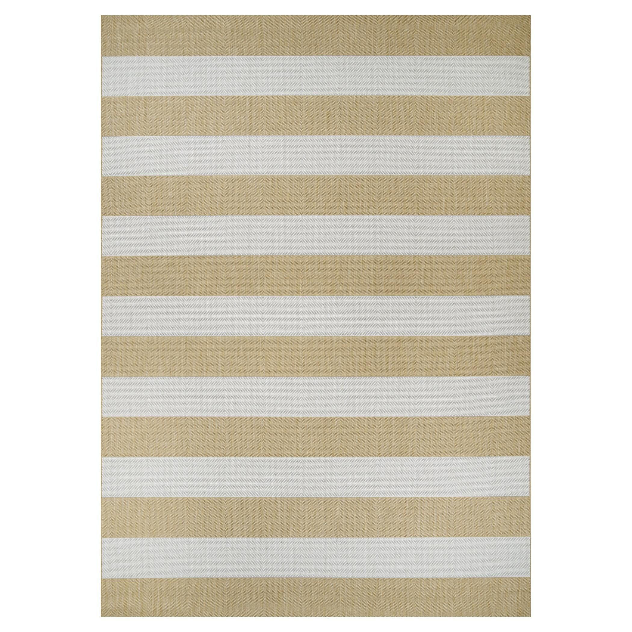 Butterscotch Ivory Stripe Synthetic Outdoor Rug 2' x 3'7"