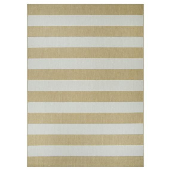 Couristan Afuera Yacht Club 2' x 3'7" Butterscotch and Ivory Stripe Outdoor Rectangle Rug