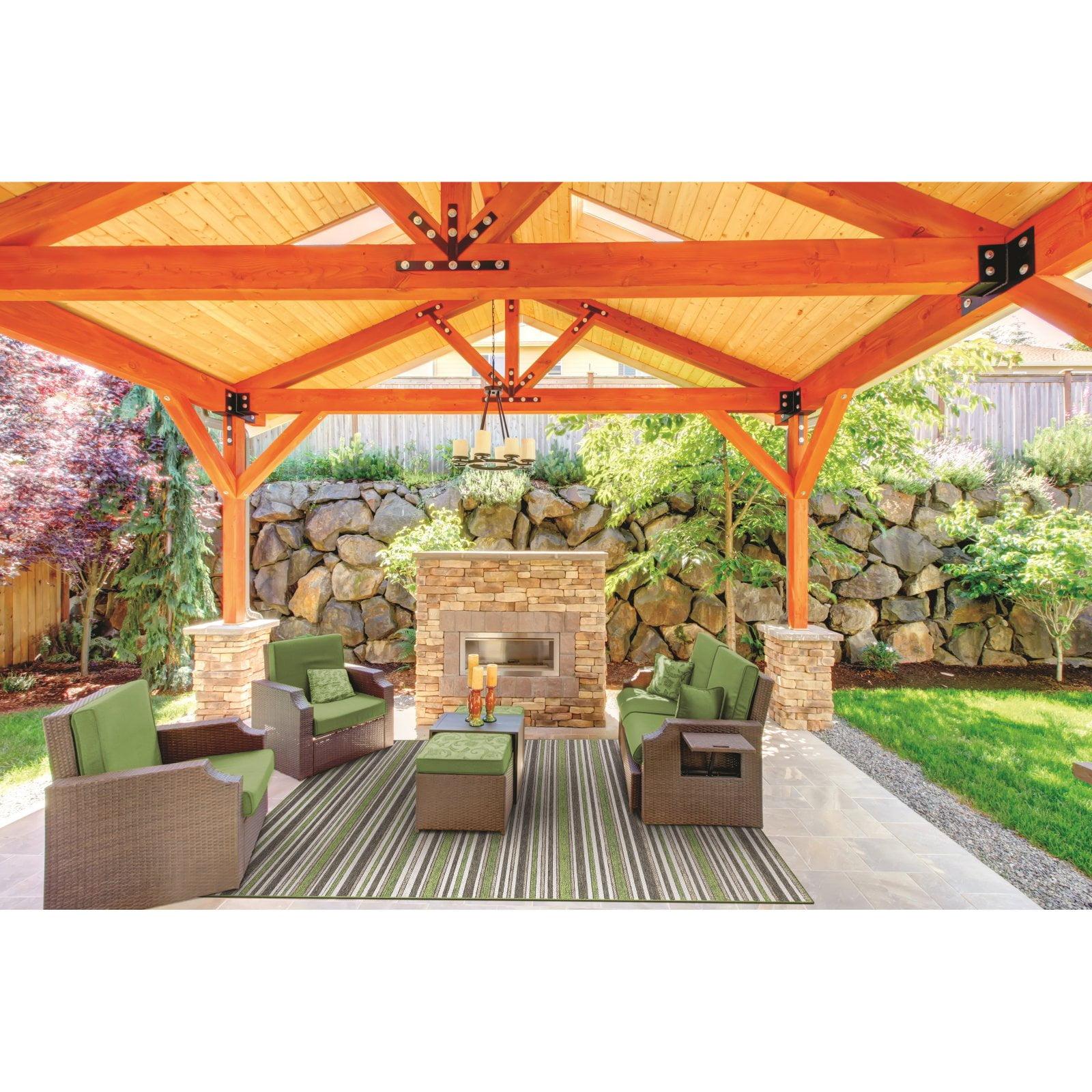 Couristan Cape Brockton Indoor / Outdoor Area Rug, Hunter Green-Brown, 6'6" x 9'6"