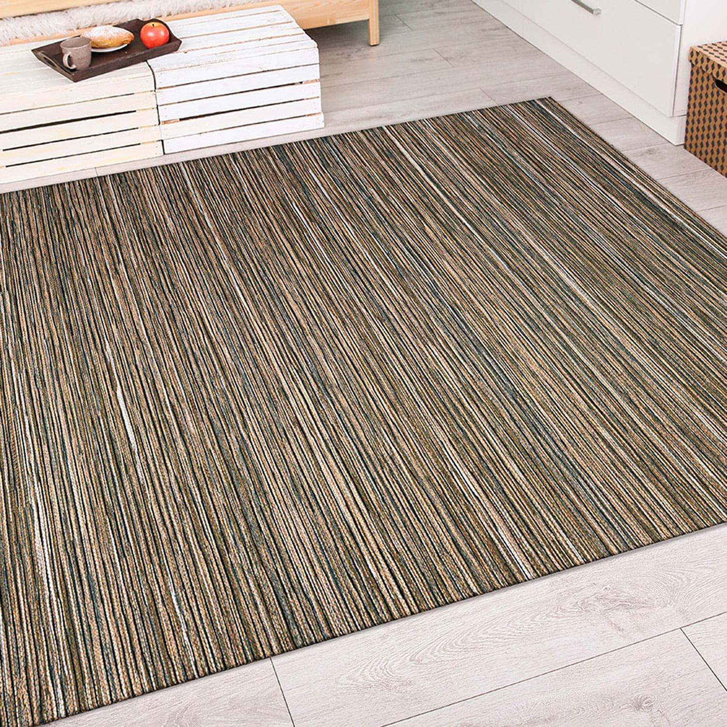 Ivory and Brown Flat Woven Synthetic Reversible Area Rug