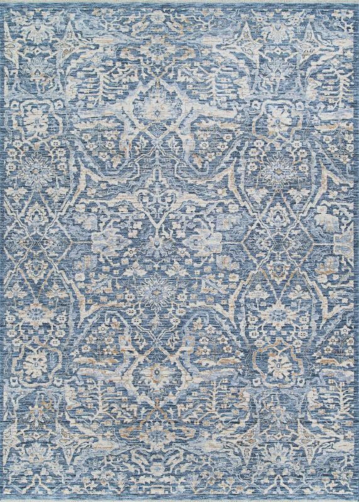 Chic Traditional Chobi-Inspired Blue Rectangular Rug