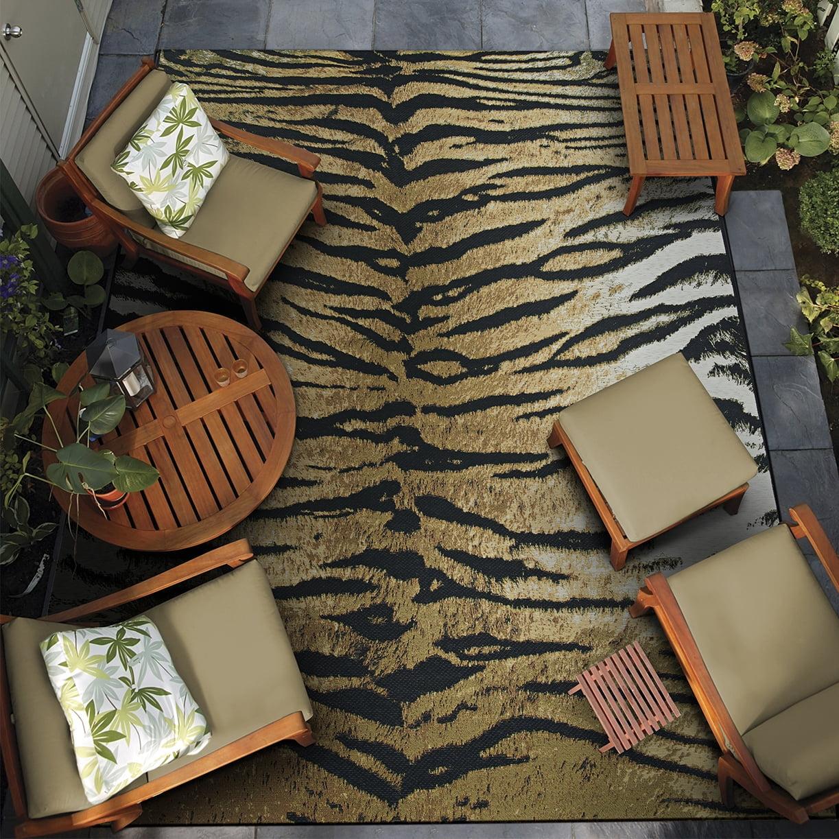 Couristan Dolce Bengal Indoor/Outdoor Area Rug, 2'3" x 7'10" Runner, New Gold