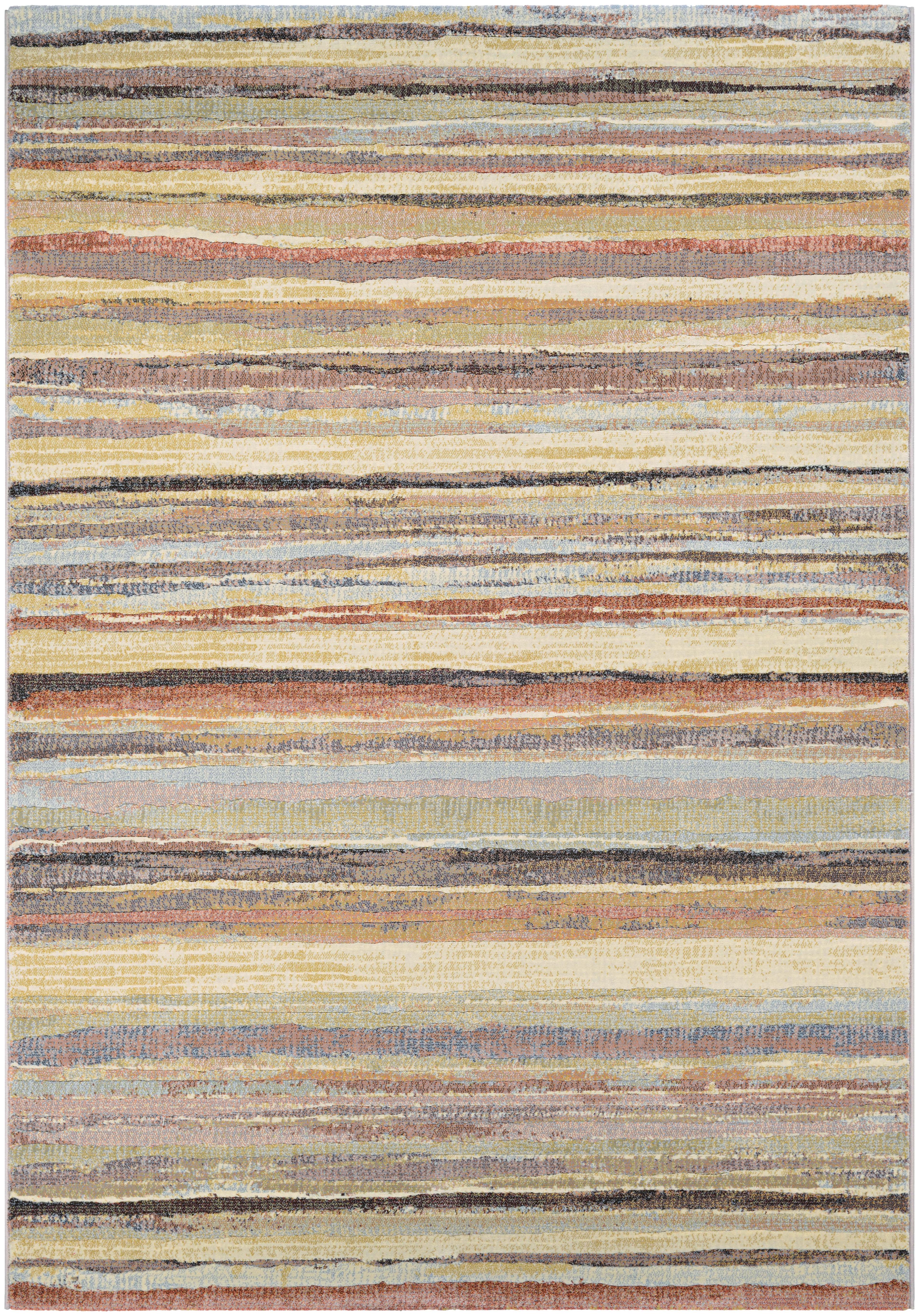 Easton Multicolor Striped Synthetic Area Rug 47" x 63"