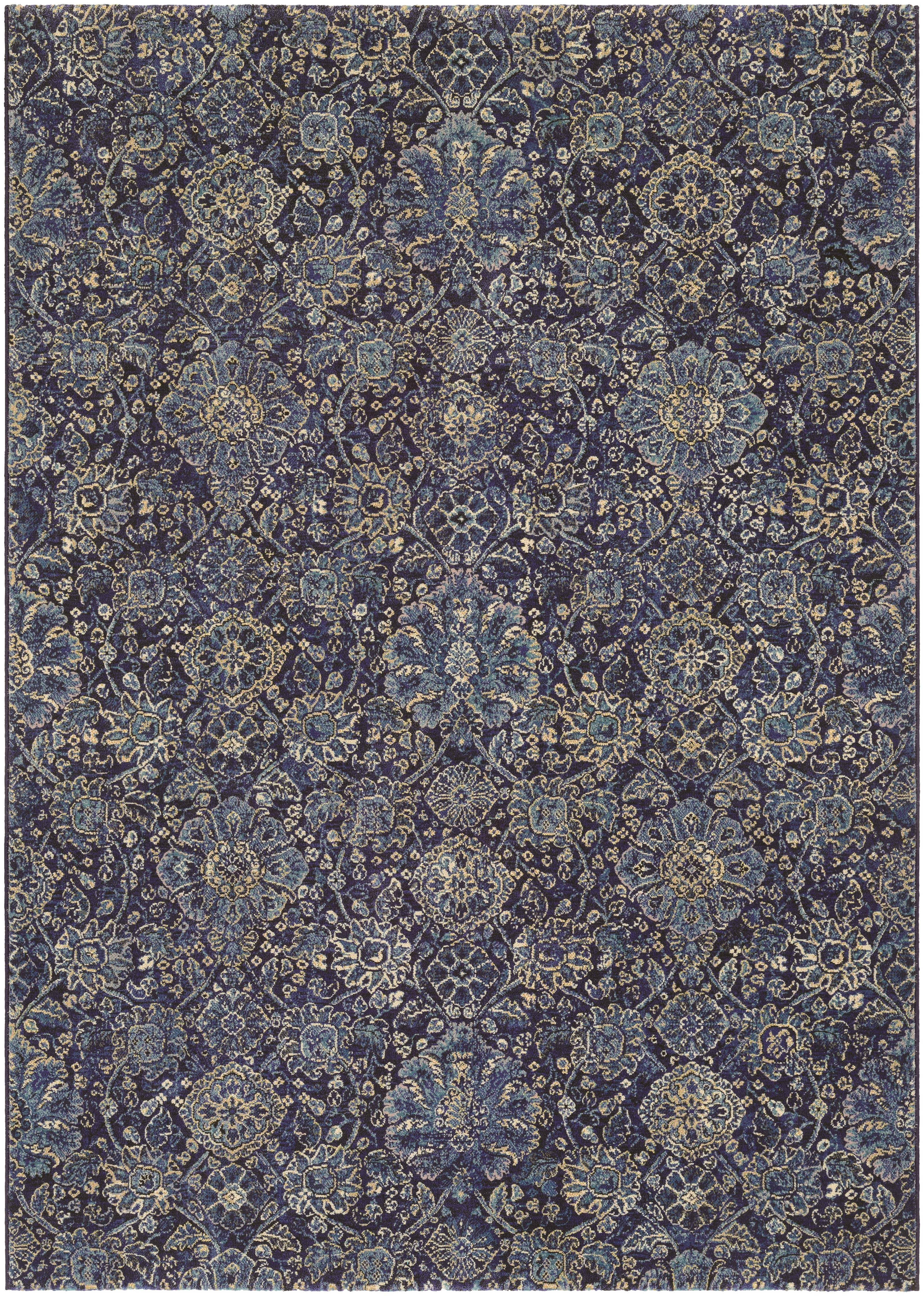 Easton Transitional Navy-Sapphire Washable Area Rug, 2' x 3'7"