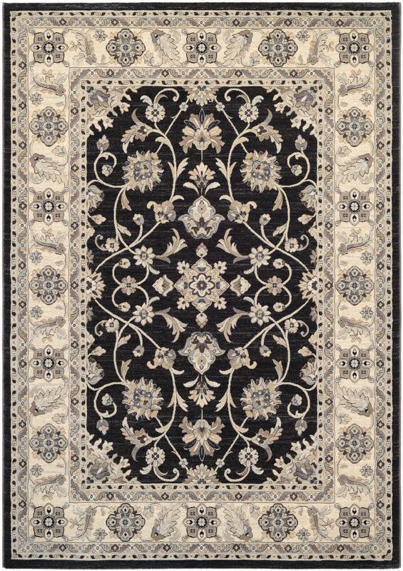 Ebony and Ivory Synthetic Handmade Area Rug 3'11" x 5'3"