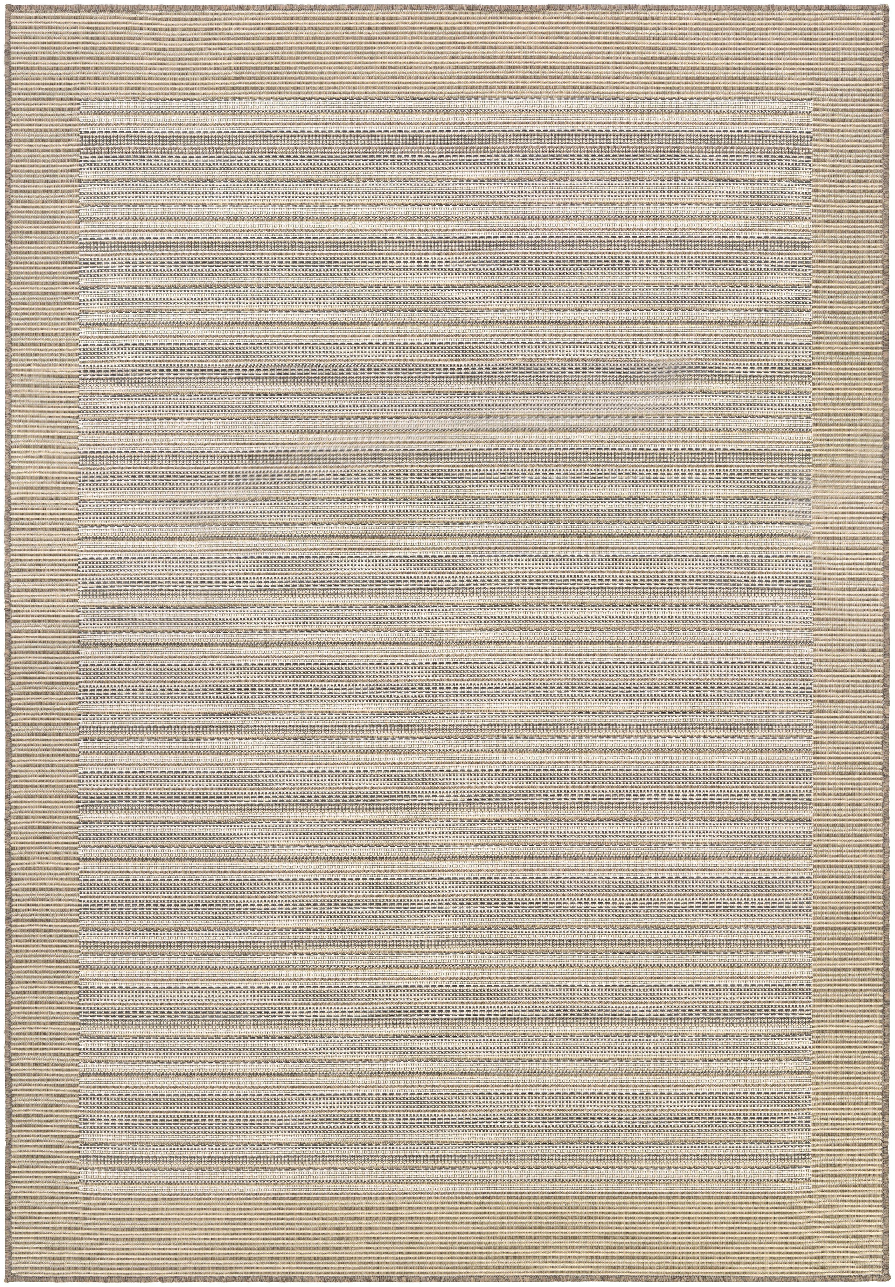 Ivory and Natural Stripe Flat Woven Indoor/Outdoor Rug